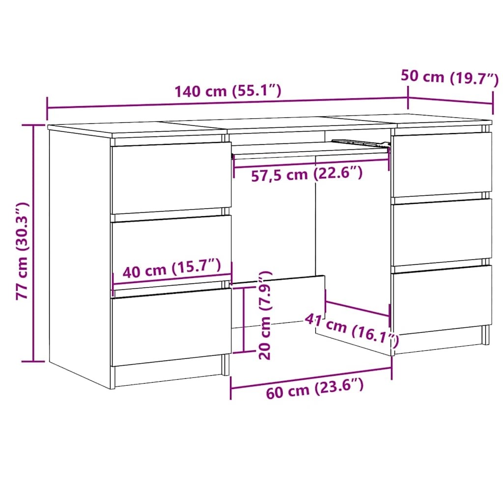 6 Vidaxl Writing Desk Computer Desk - White, 6 of 6