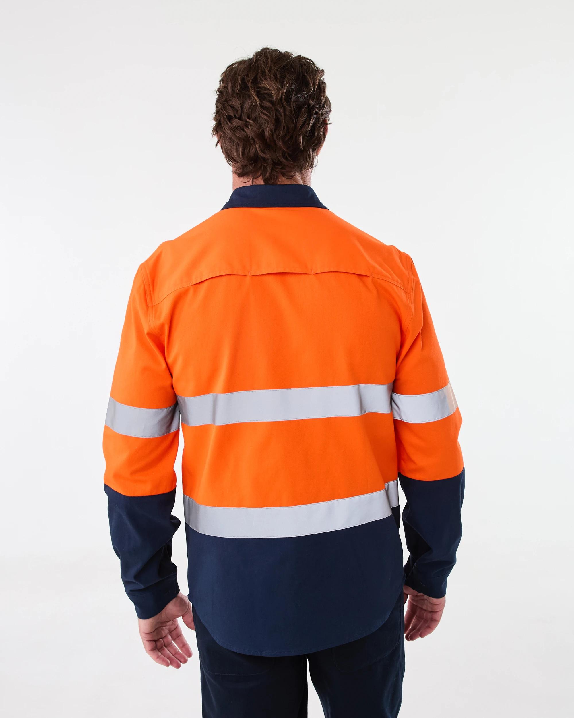 3 Workwear Hi-Visiblity Long Sleeve Reflective Shirt SAFETY ORANGE, 3 of 6