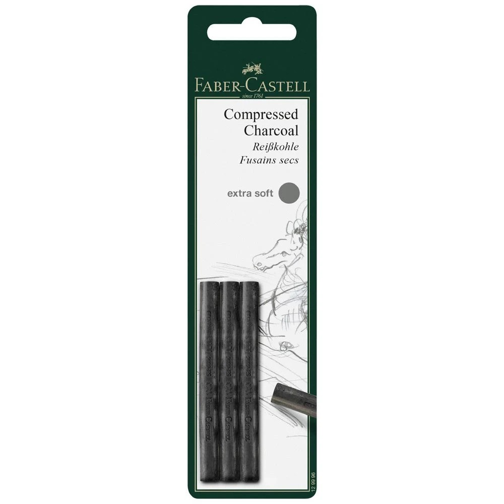 1 Faber-Castell Compressed Charcoal Extra Soft 3 Pack, 1 of 1