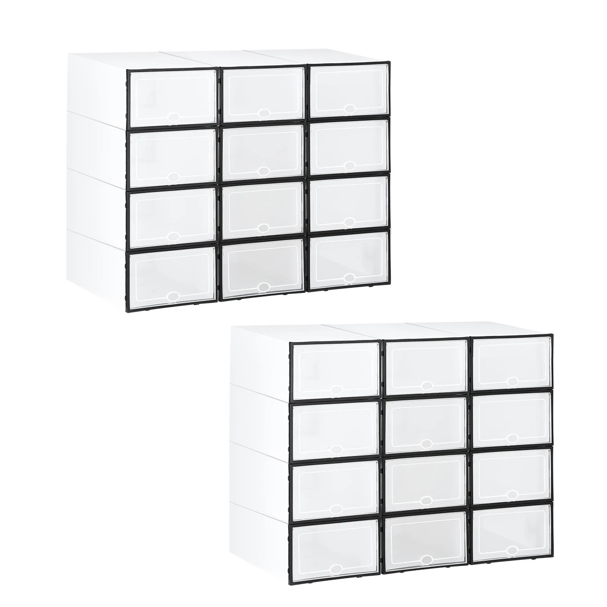 2 Ausway 24PCS Plastic Shoe Display Cases Stackable Storage Organiser Box White, 2 of 6