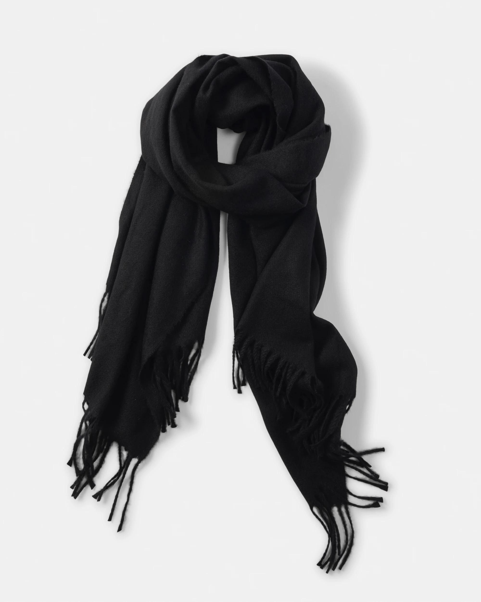1 Brushed Wrap Scarf Black, 1 of 3