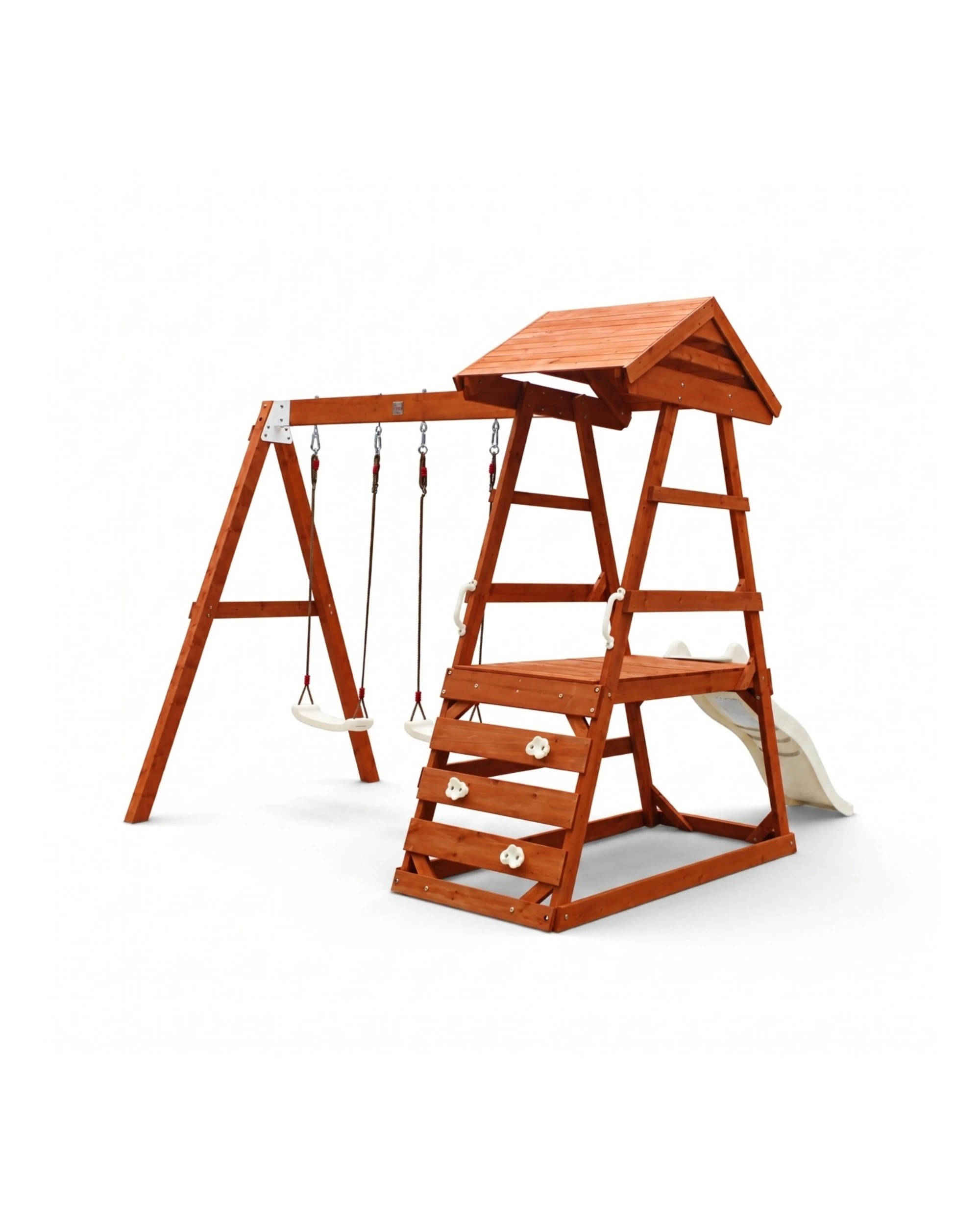 2 Hide & Seek Kids Milo Swing Set with Slide & Climbing Wall - Pearl - White, 2 of 7