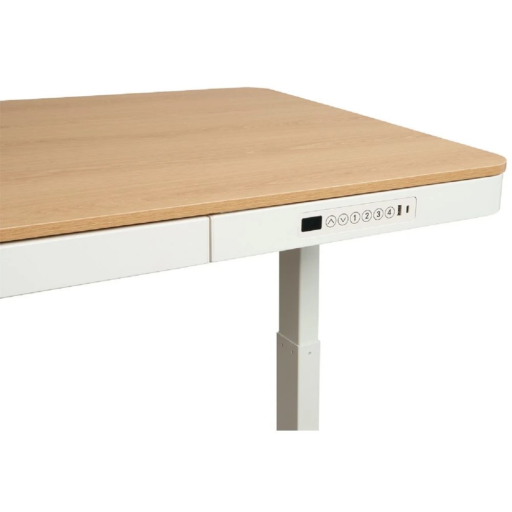 4 Newhaven Electric Sit Stand Desk with Drawer 1500mm White/Oak Desks, Tables and Workstations, 4 of 10
