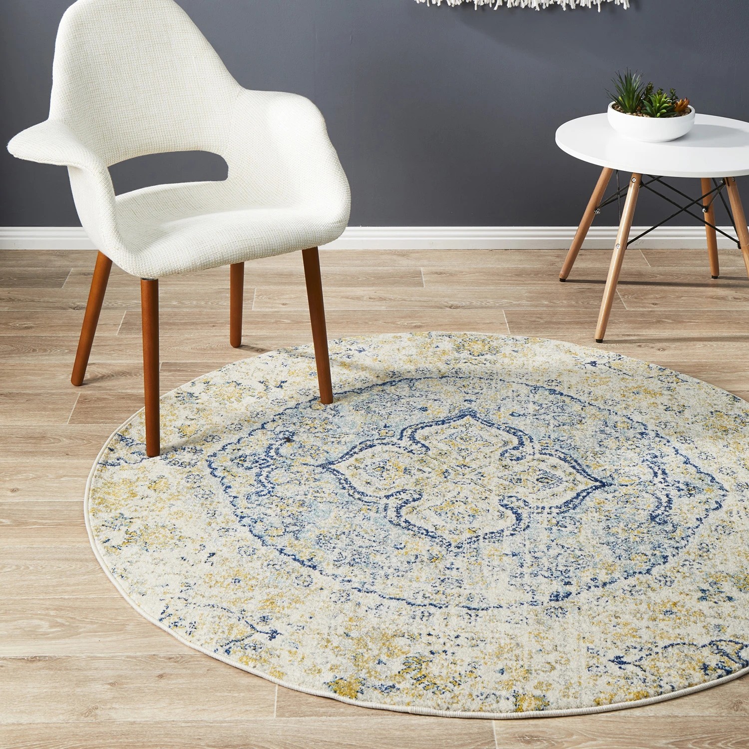 3 Common Ground Rugs Gallery 867 150x150cm Round - Small Pet Friendly Rug - Sky - Blue, 3 of 3
