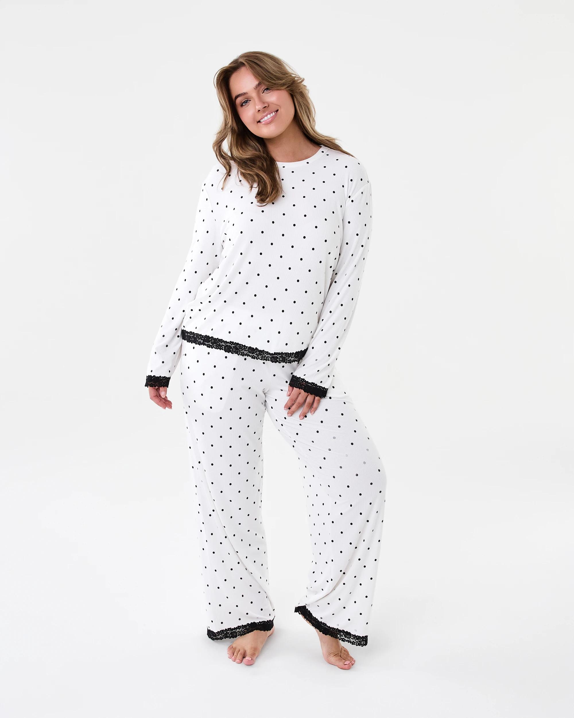 7 Viscose Rib Lace Trim Pants Dots White, 7 of 7