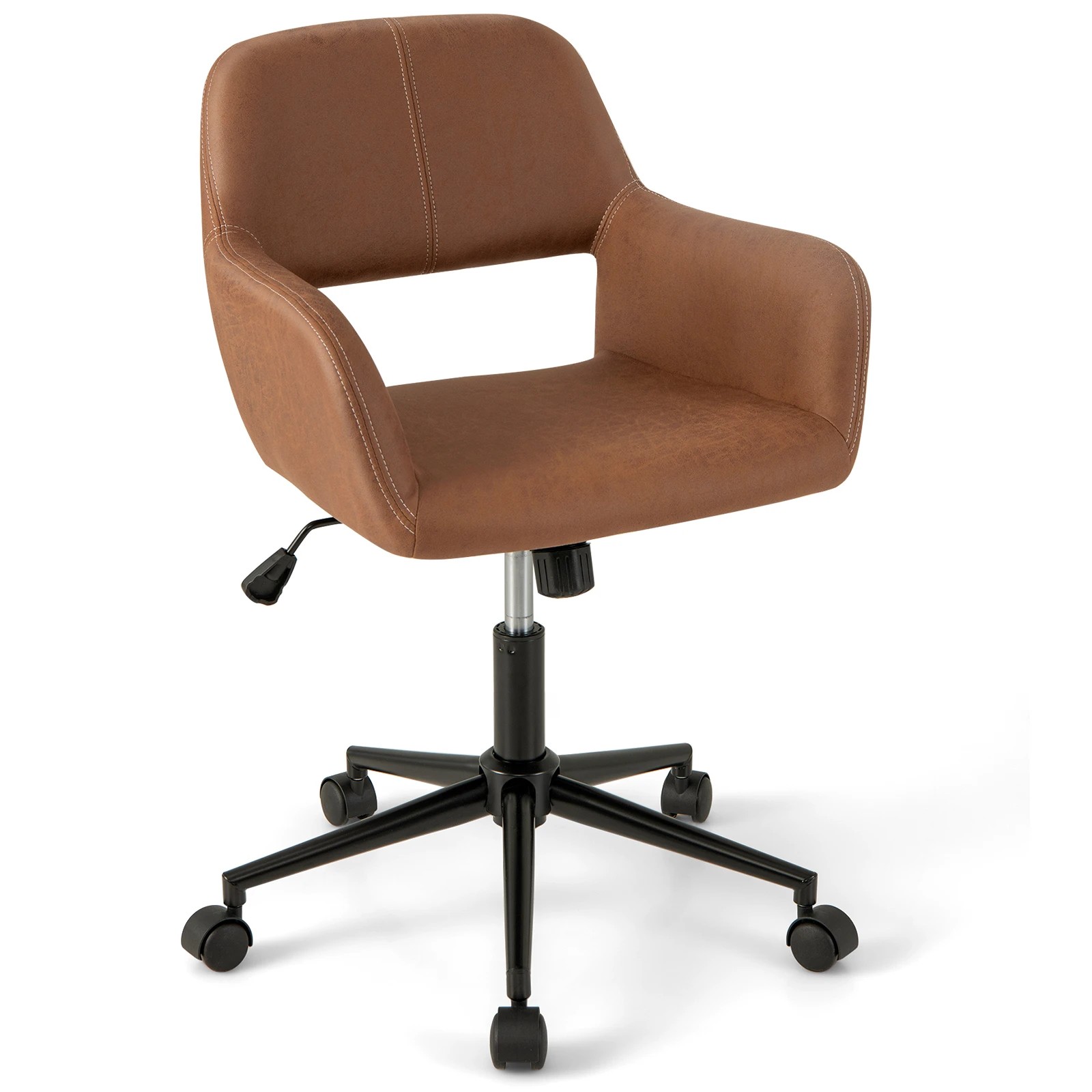 1 Costway Home Office Chair Ergonomic Rolling Executive Armchair Conference Chair - Brown, 1 of 4