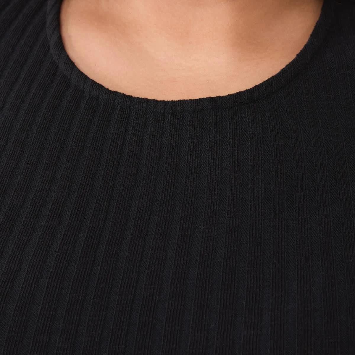 5 Curve Short Sleeve Ribbed Midi Dress BLACK, 5 of 5