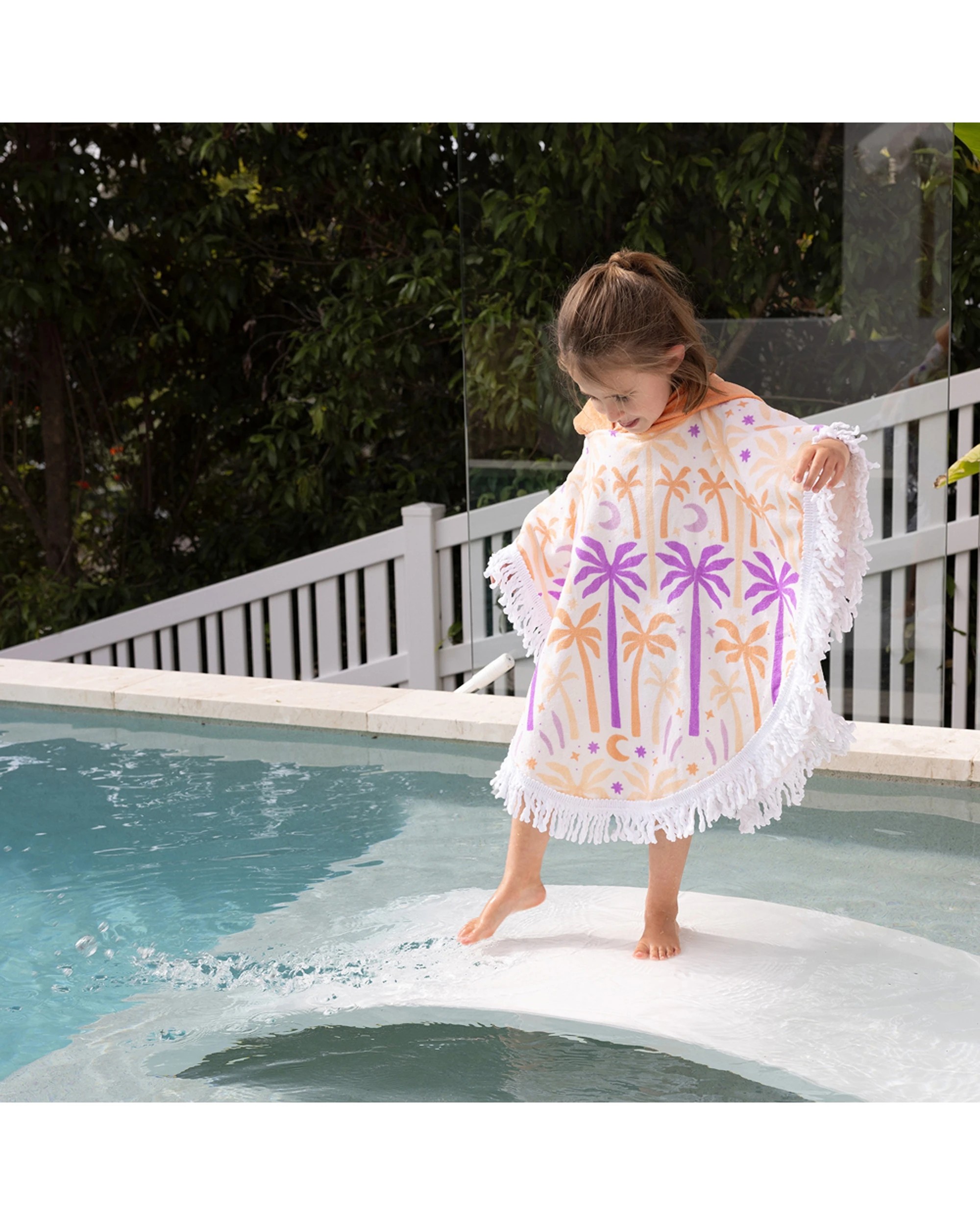 6 BAMBURY Kids Shaped Poncho Hooded Towel UPF 50 Sun Protection Soft Absorbent Cotton - Multi, 6 of 6