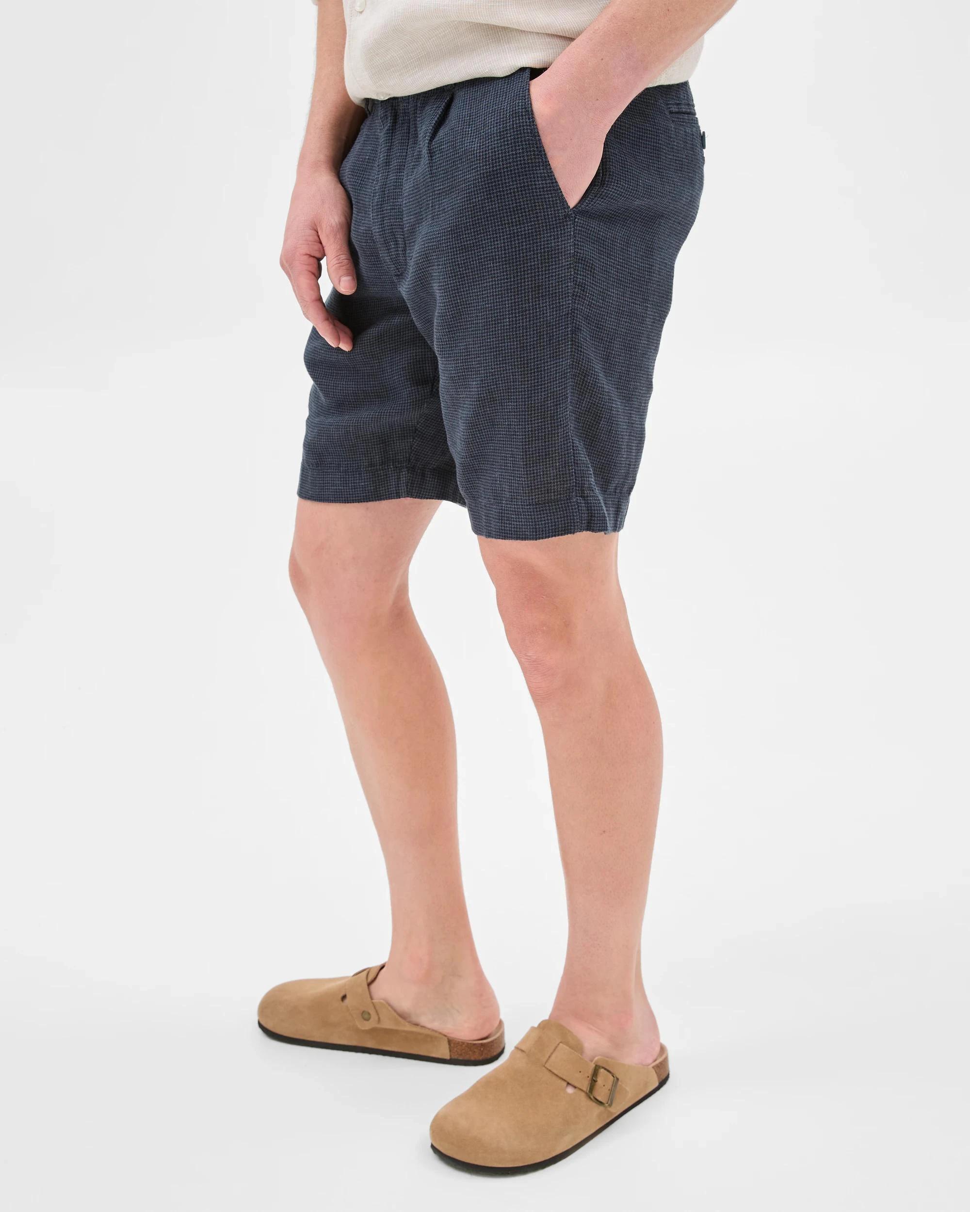 5 Target European Linen Pleated Chino Shorts NAVY, 5 of 6