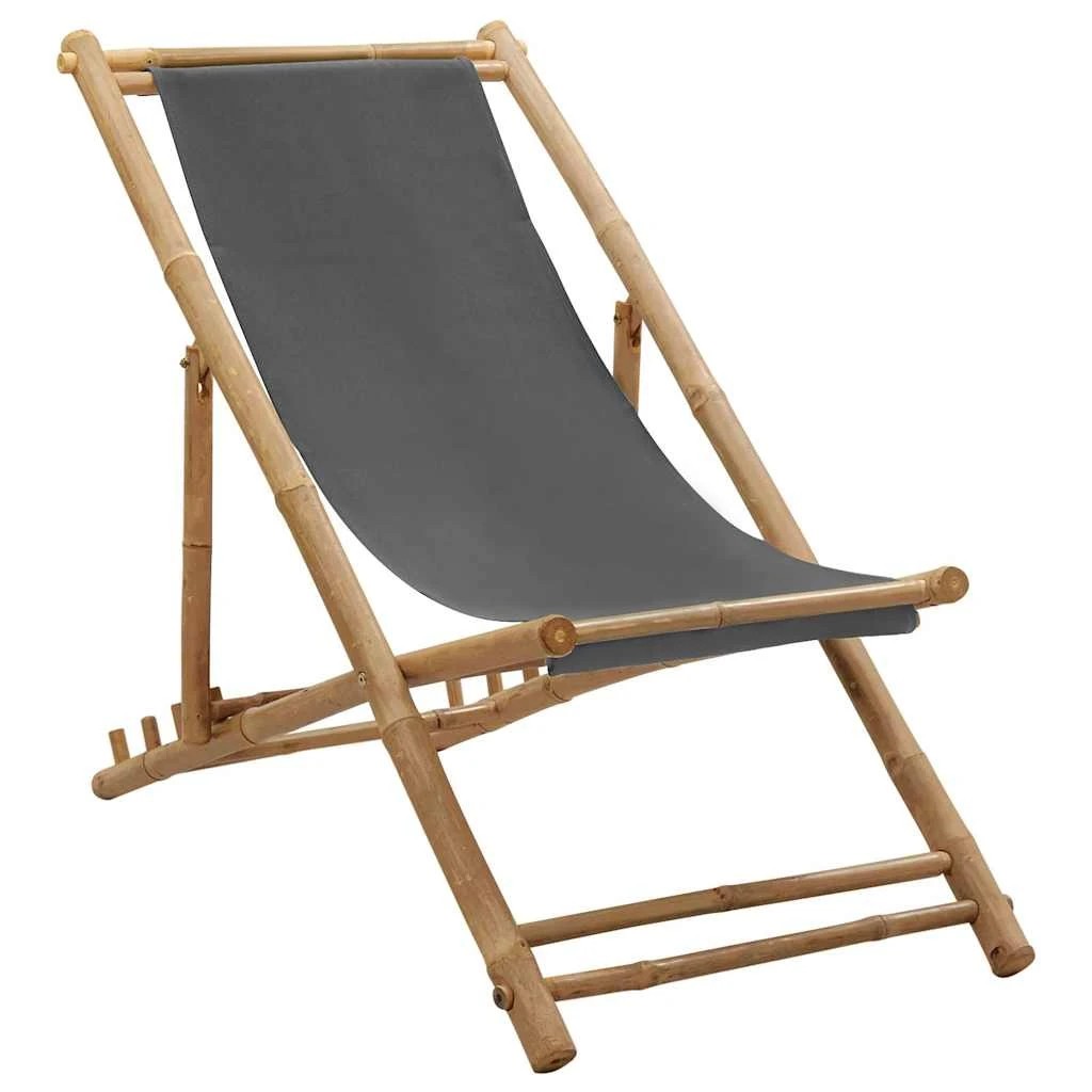 1 vidaXL Deck chair Foldable - Grey, 1 of 9