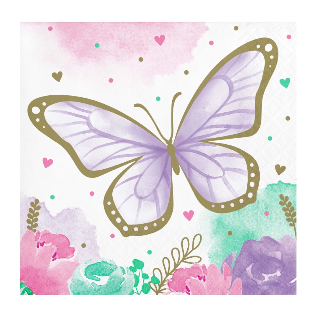 1 Creative Converting Butterfly Shimmer Small Napkins / Serviettes (Pack of 16), 1 of 1