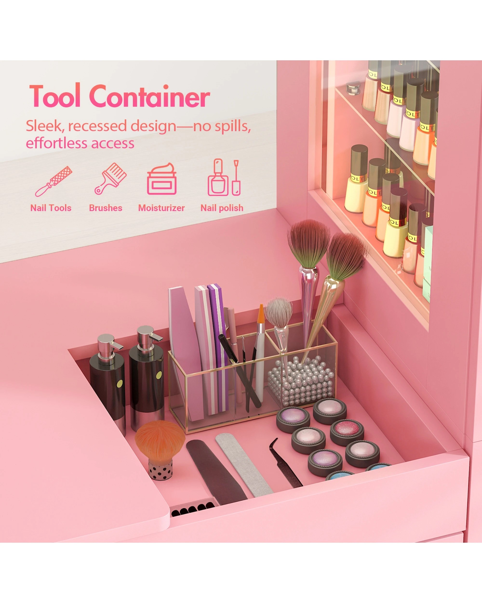 6 Advwin Manicure Table With Led Light Display Cabinet Dust Collector, 6 of 10