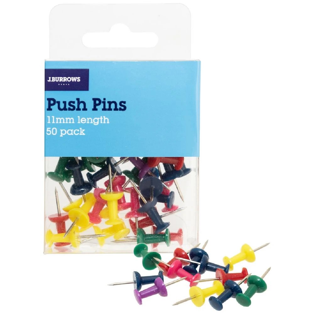 1 J.Burrows Push Pins Assorted 50 Pack, 1 of 6