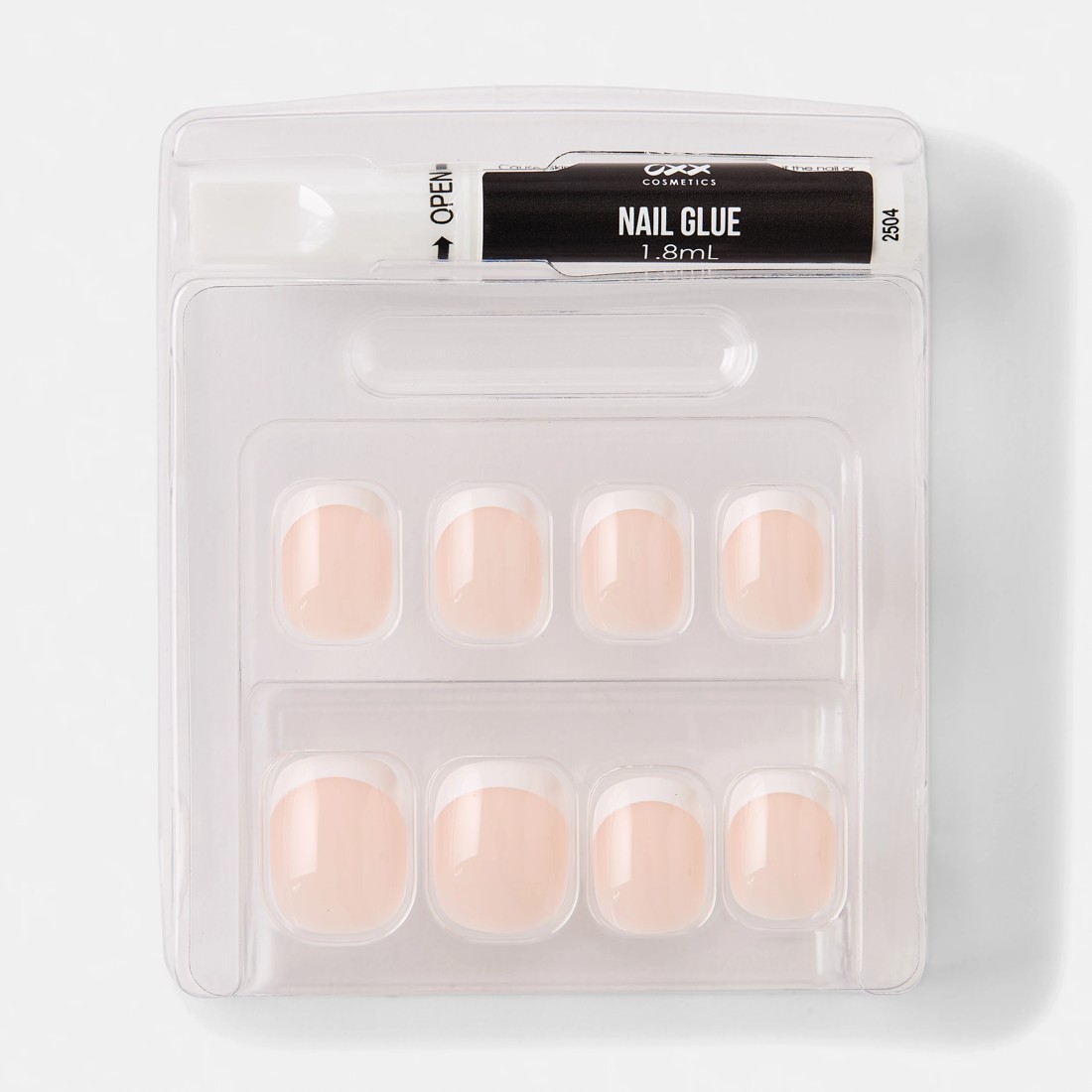 3 OXX Cosmetics 24 Pack Artificial Nails with Adhesive - Short Square Shape, French Tip, 3 of 5