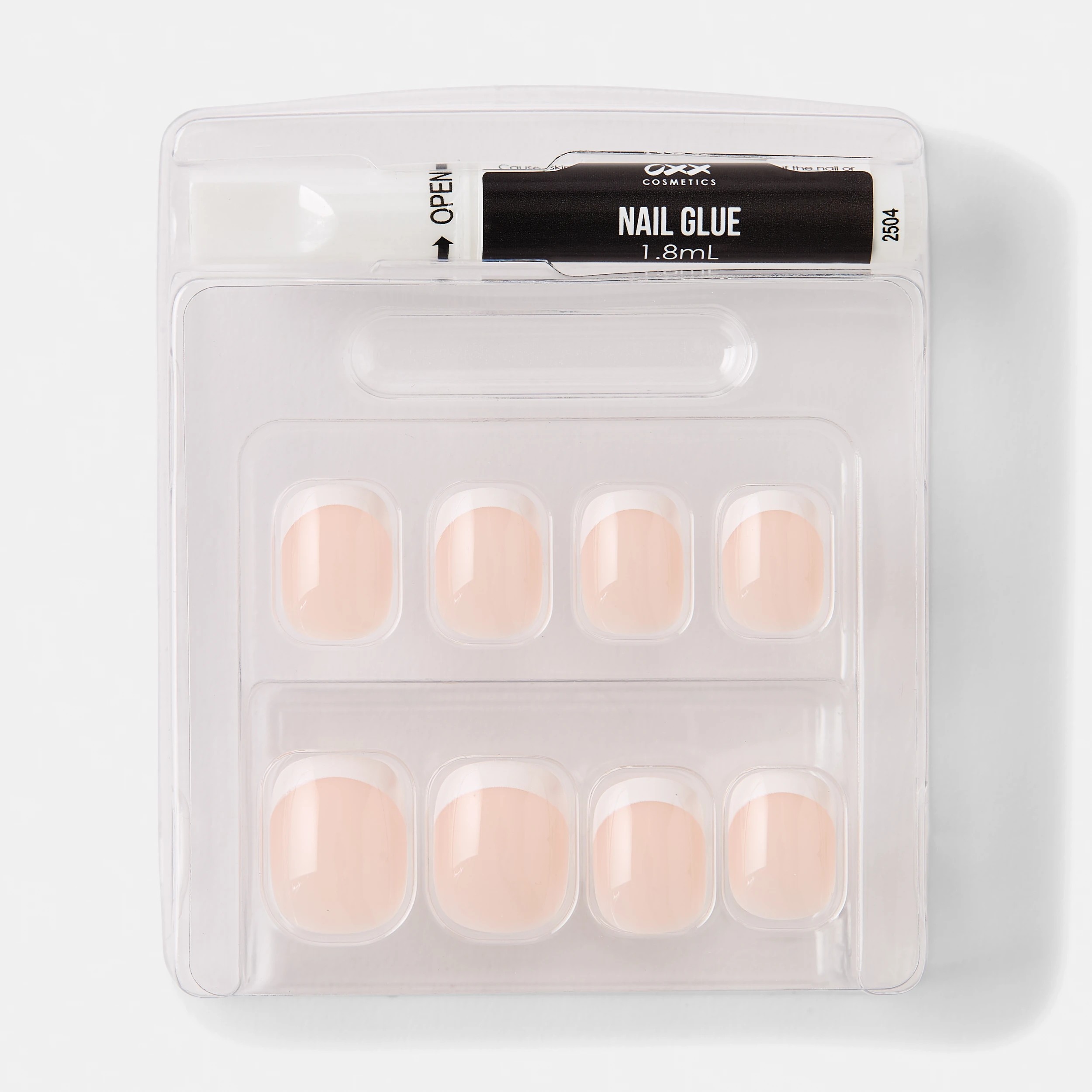 3 OXX Cosmetics 24 Pack Artificial Nails with Adhesive - Short Square Shape, French Tip, 3 of 5