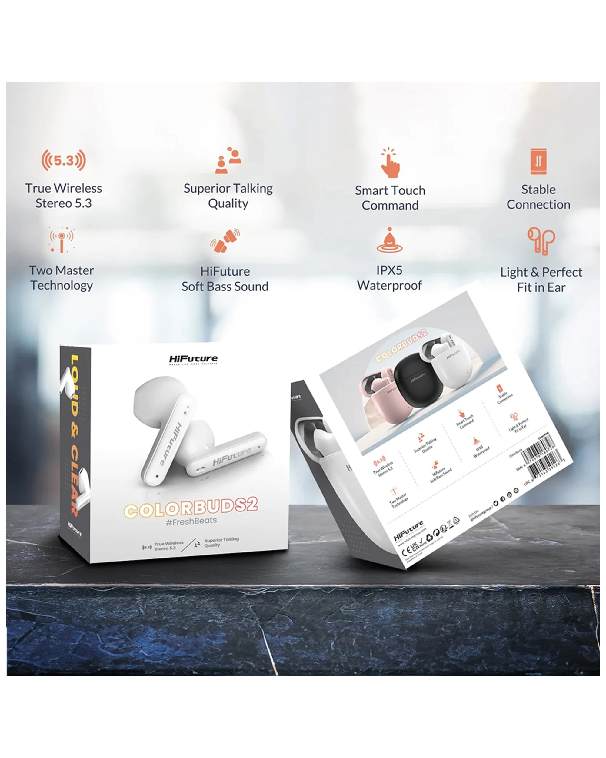 10 Hifuture Colourbuds2 True Wireless Bluetooth Soft Bass Earbuds Pink - Long Battery Waterproof Protection
 - Pink, 10 of 10