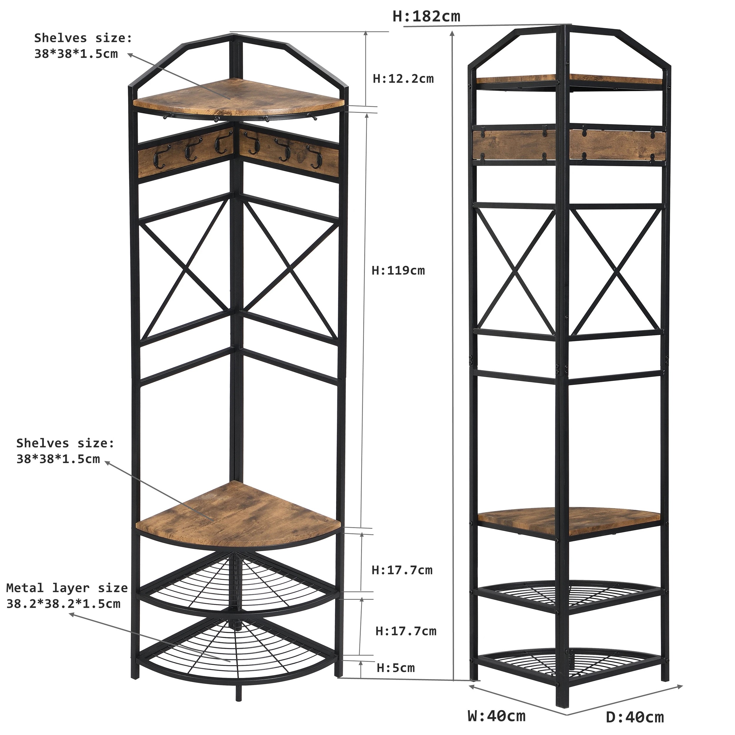 10 IHOMDEC Corner Hall Tree - Brown, 10 of 10
