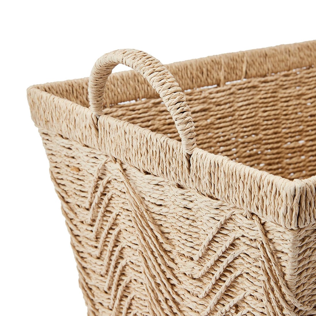 6 Rectangle Herringbone Paper Rope Basket - Natural, 6 of 7