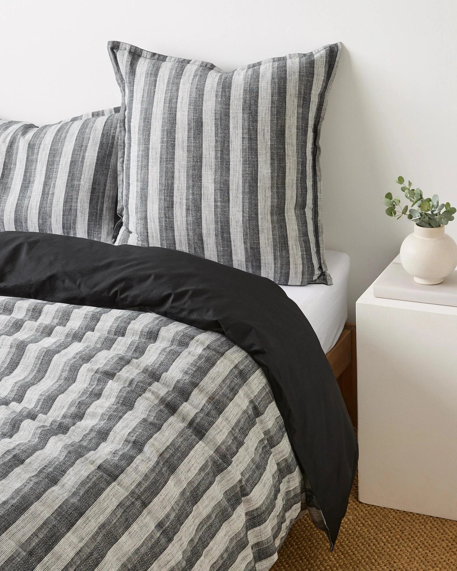 1 Target Cavill Slub Stripe Textured European Pillowcase - Queen Bed - Black, 1 of 2