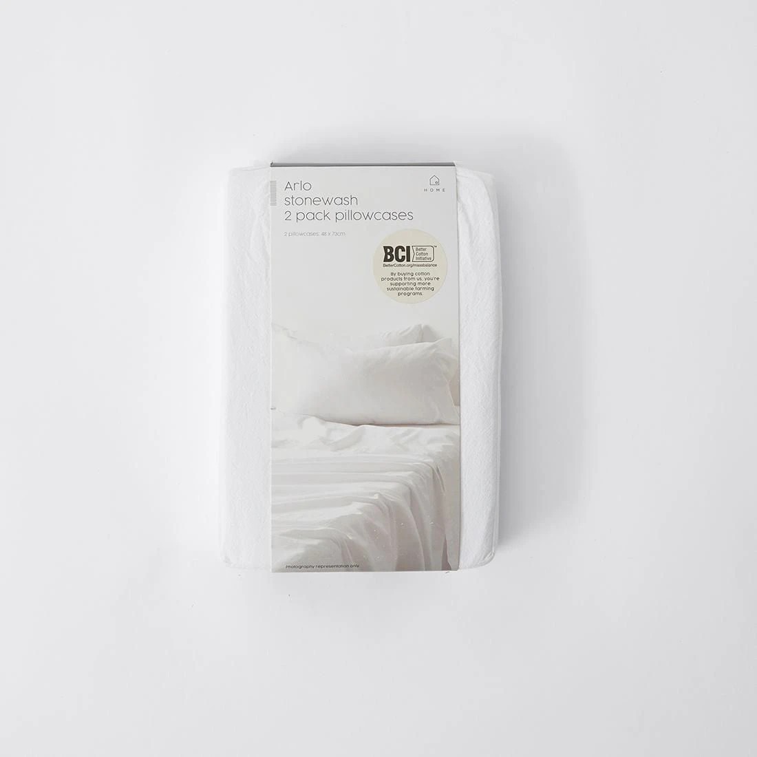 2 Arlo Stonewash 2 Pack Pillowcases - Queen Bed - White, 2 of 3