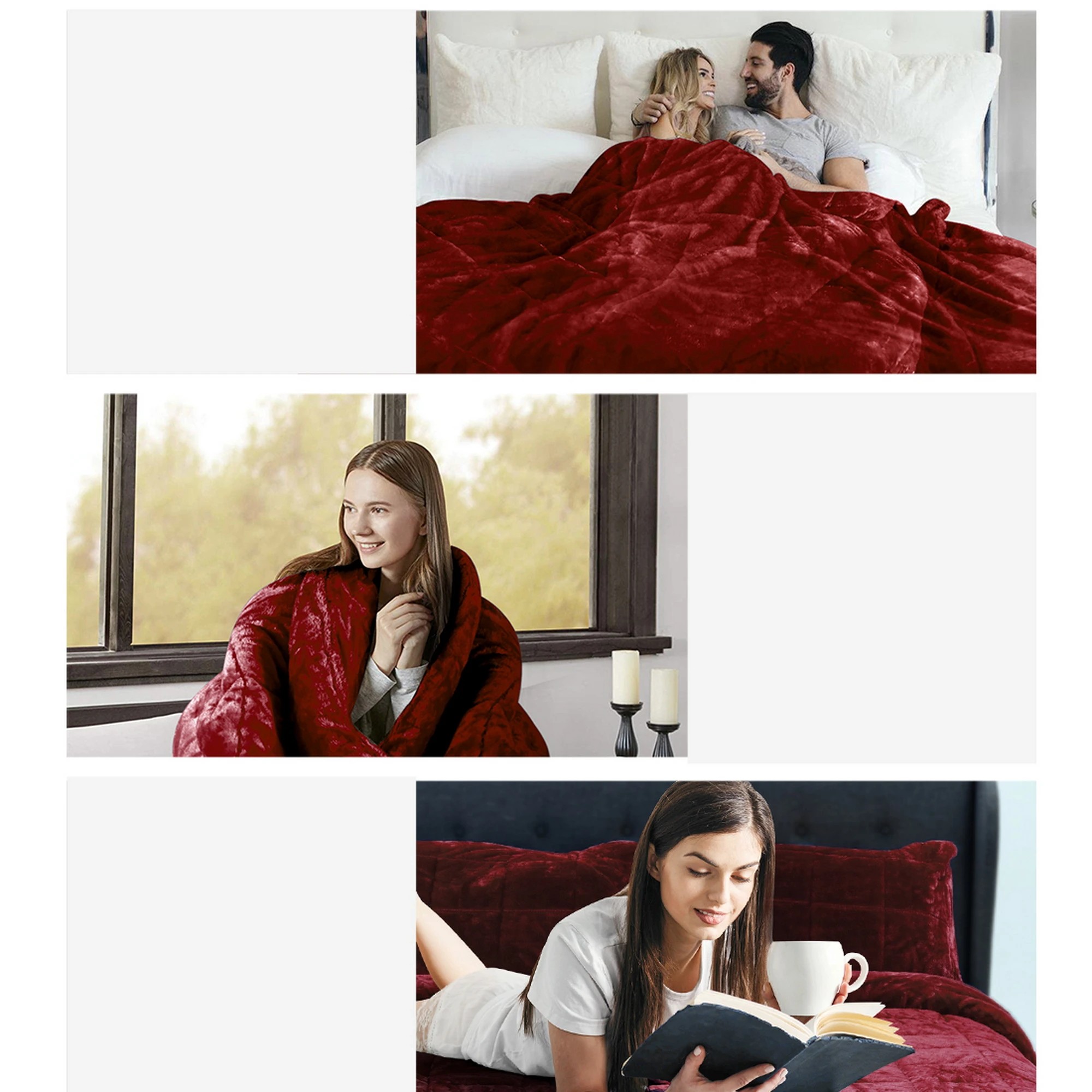 8 Giselle Bedding Faux Mink Quilt - Queen Bed - Burgundy, 8 of 9