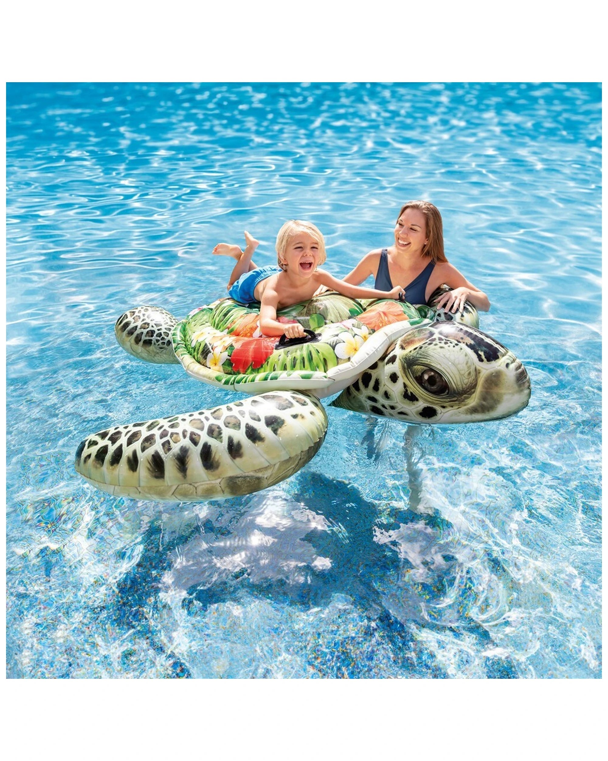 3 Intex 1.9m Turtle Kids Inflatable Ride-on Pool Float Suitable For Ages 3 Plus - Green, 3 of 3