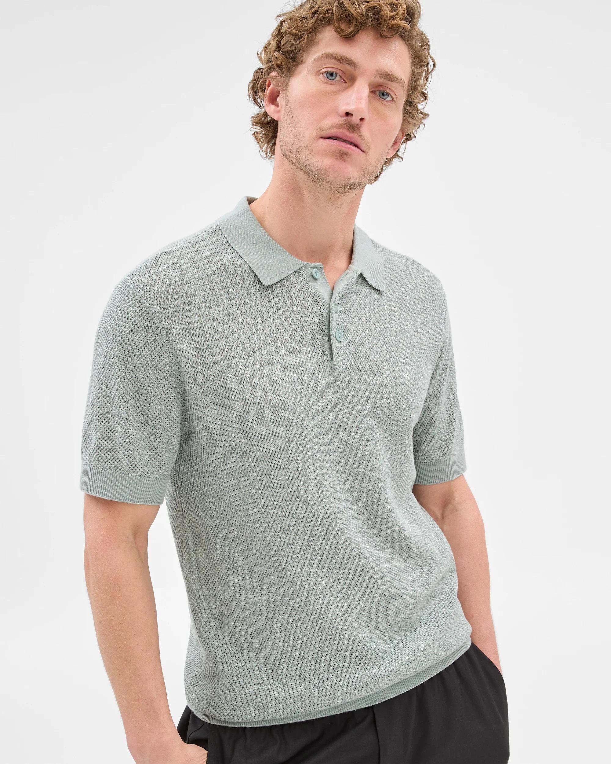 1 Australian Cotton Blend Knit Polo Top - Preview GREEN, 1 of 6