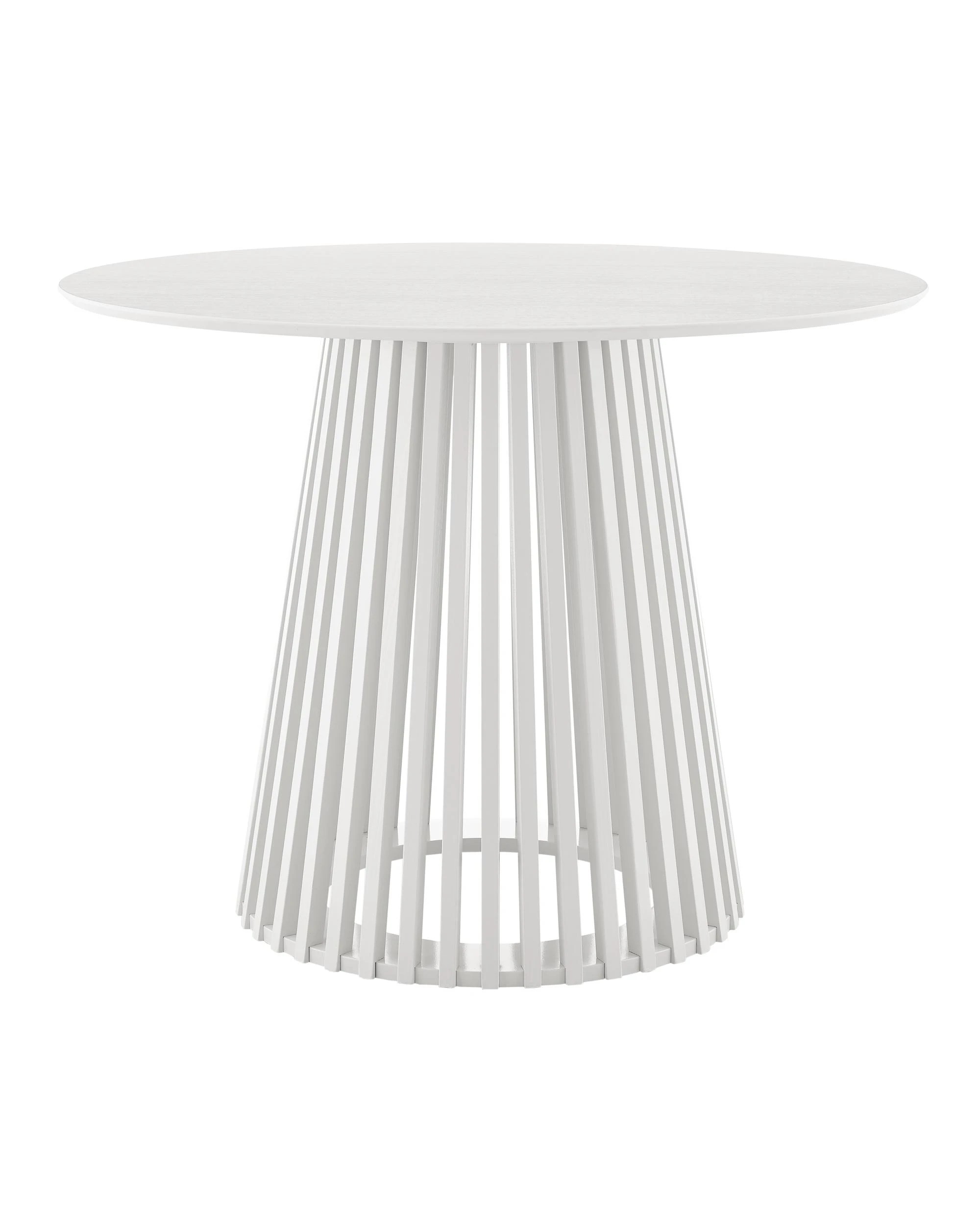 1 Kodu 100cm Round Dining Table with Slat Base - White, 1 of 7