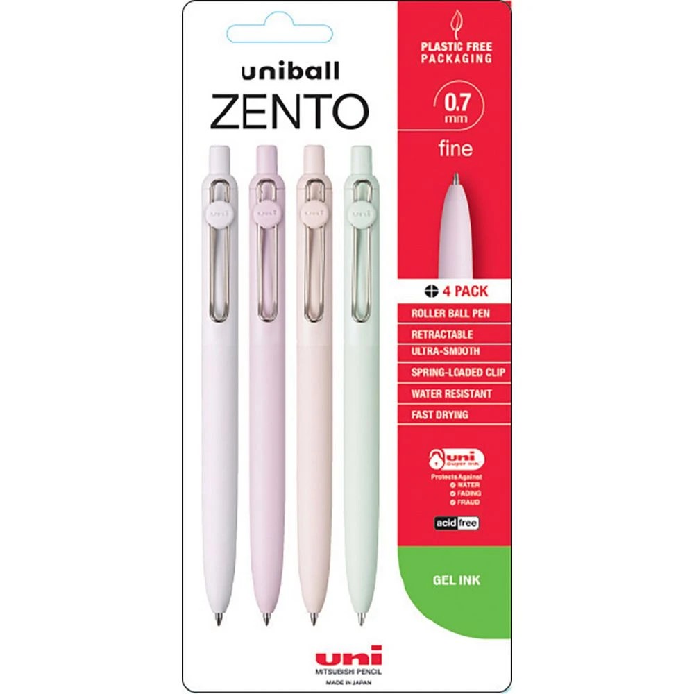 1 Uni-Ball ZENTO Gel Roller Pen 0.7mm Black 4 Pack, 1 of 2