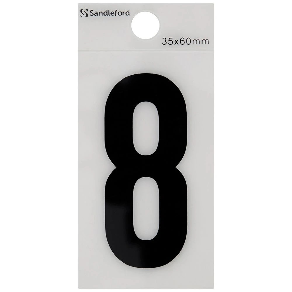 1 Sandleford Self Adhesive Number White 60mm 8, 1 of 1