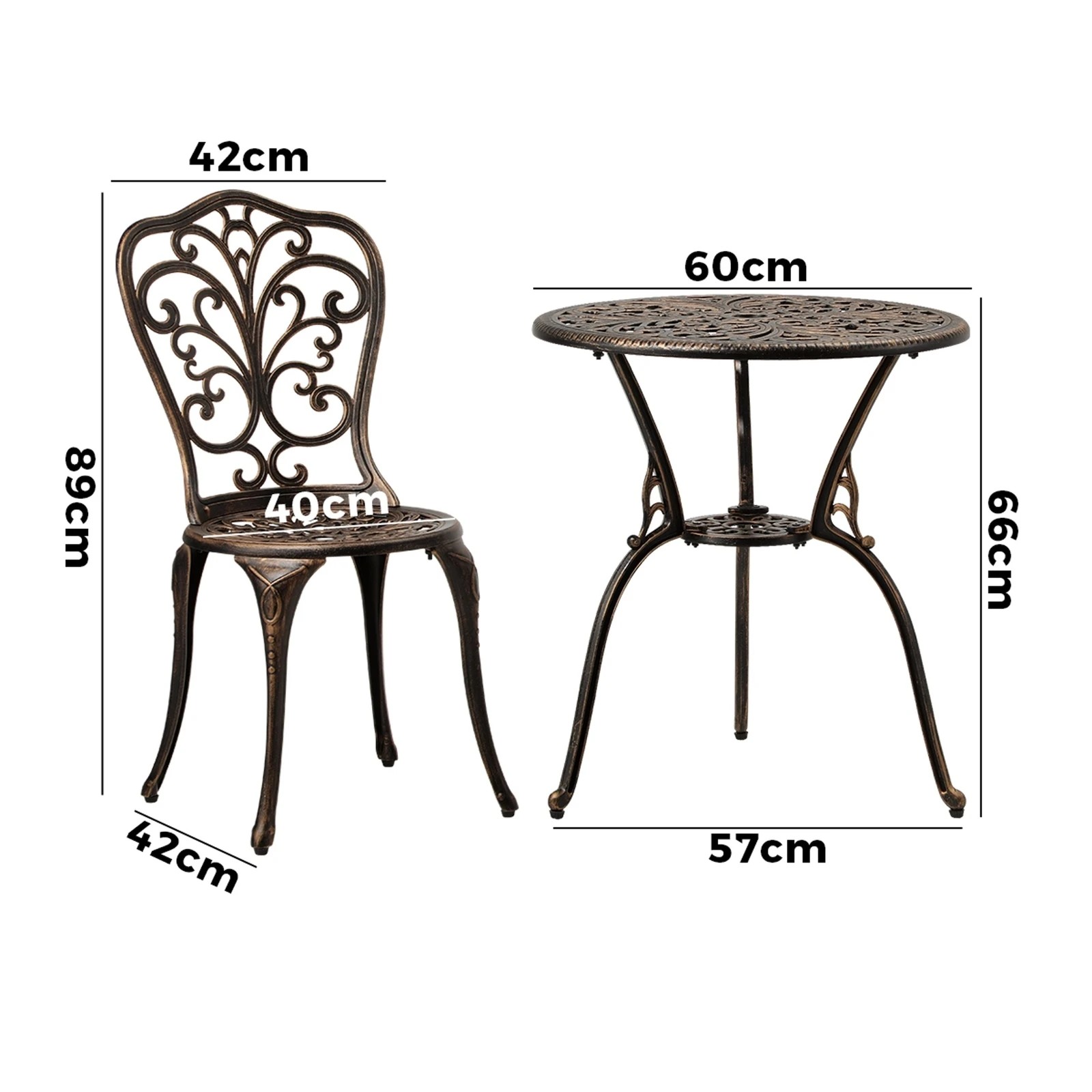 9 Livsip Bistro Furniture Setting 3 Piece Chairs Table Patio Indoor/outdoor Set
 - Bronze, 9 of 10