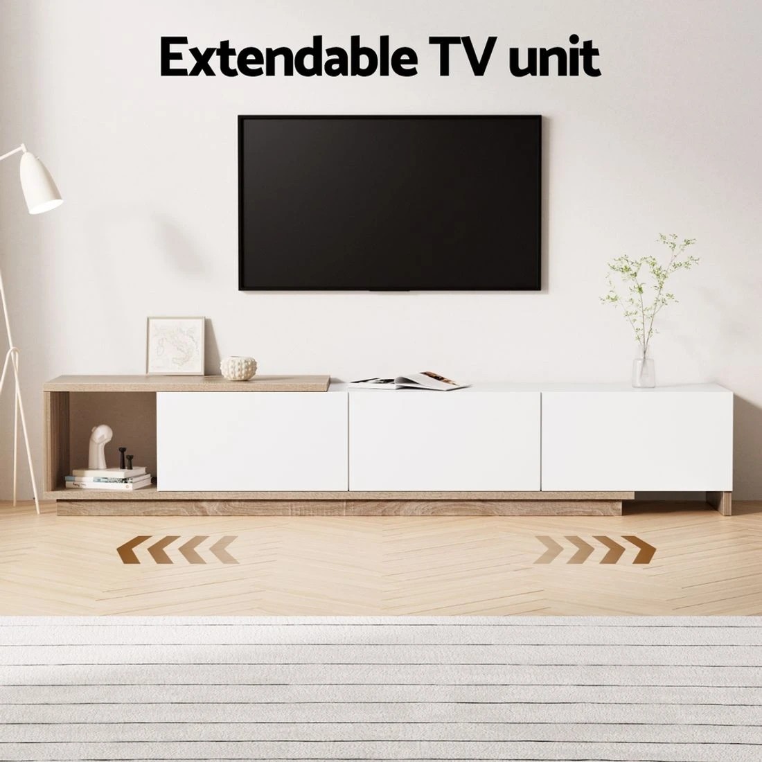 6 Artiss TV Cabinet Entertainment Unit Stand Extendable - White, 6 of 8