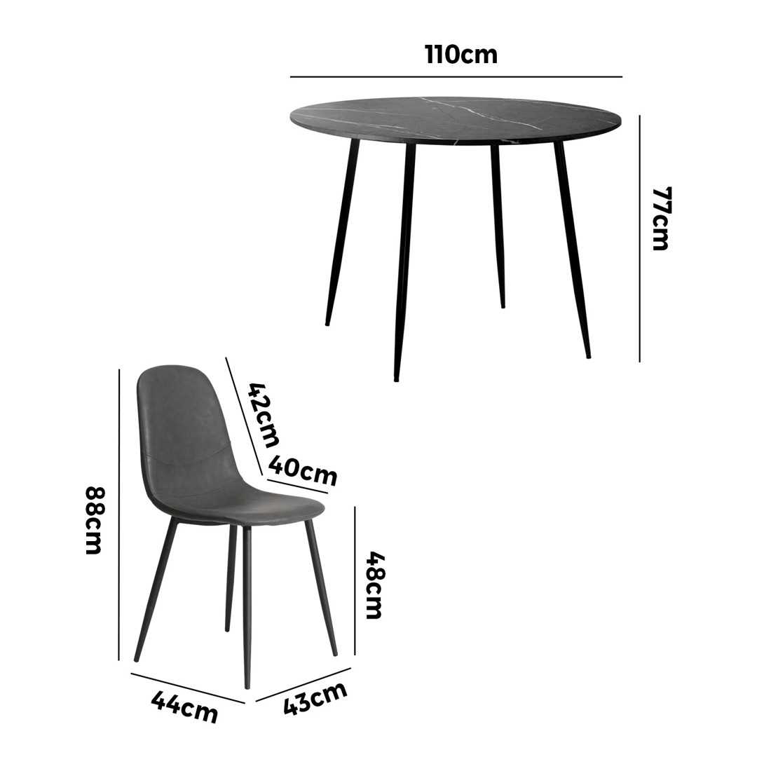 9 Oikiture 110cm Round Dining Table With 4pcs Pu Dining Chairs Metal Legs
 - Multi, 9 of 10
