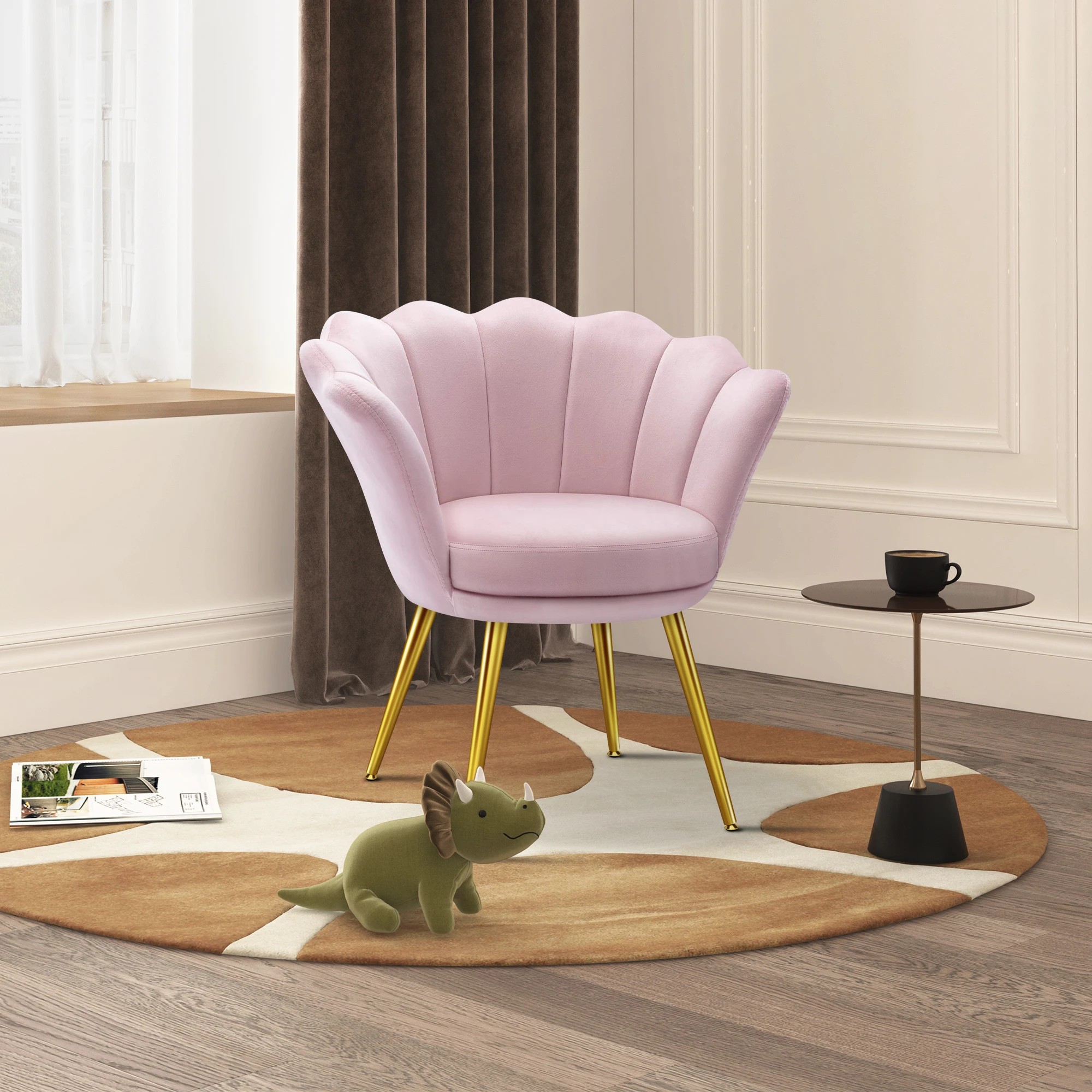 5 Alfordson Armchair Lounge Chair Upholstered Accent Chair Velvet Sofa Couch - Pink, 5 of 9