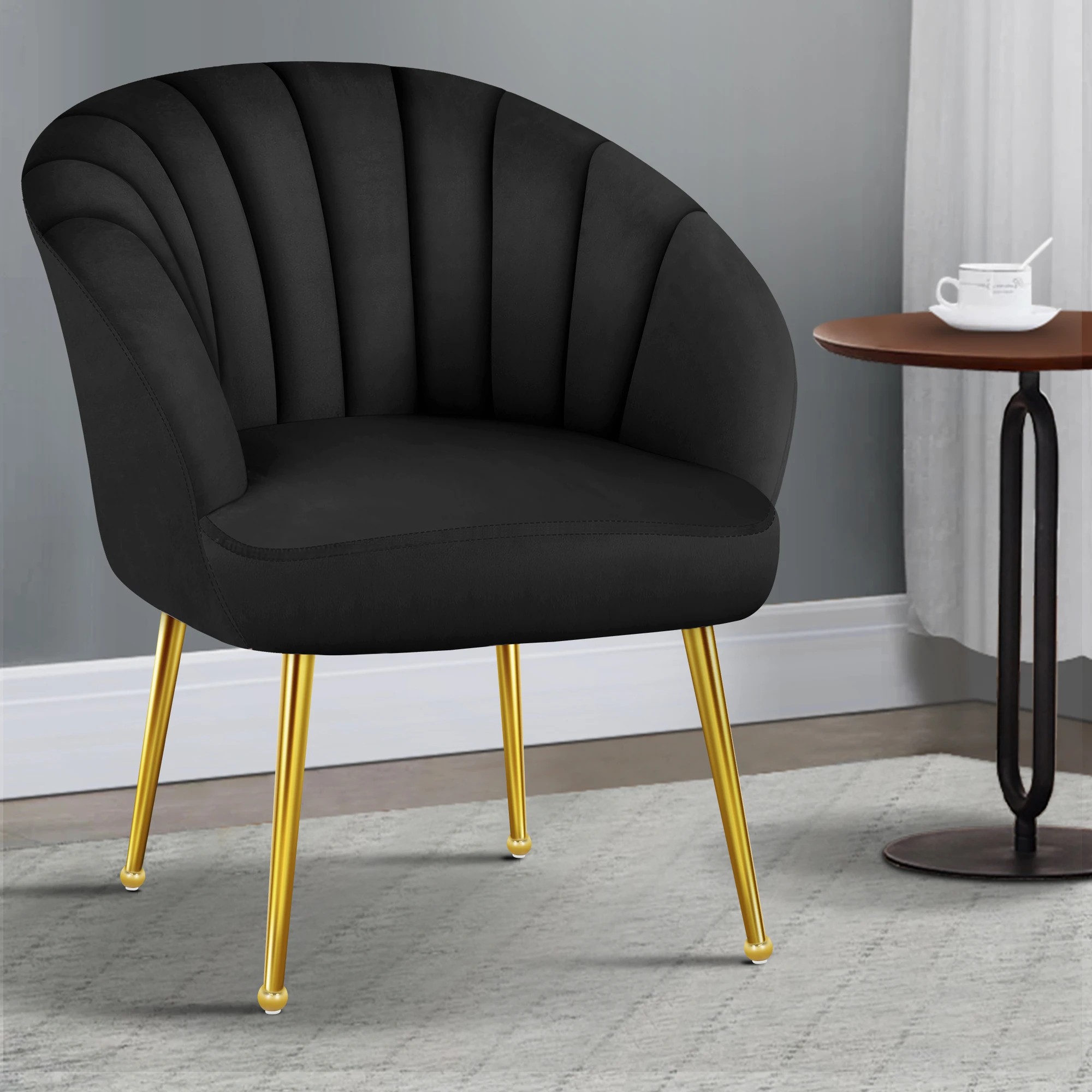 2 Alfordson Armchair Lounge Chair Accent Arm Chairs Velvet Sofa Couch Seat - Black, 2 of 9