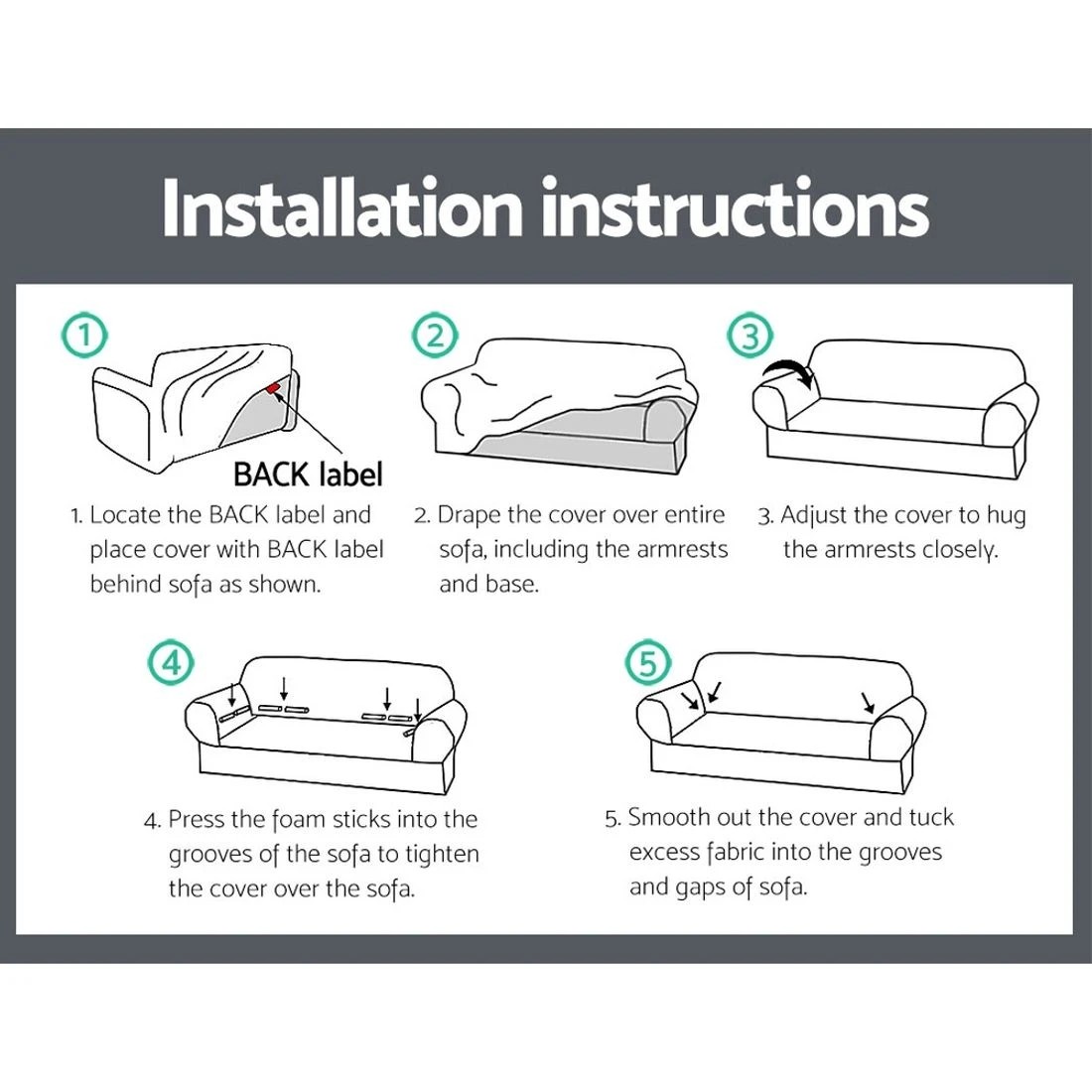 4 Artiss Sofa Cover Couch Covers 2 Seater Durable Space Saving Modern Decor Easy Assembly Sturdy Versatile Sofa Bed - Grey, 4 of 4