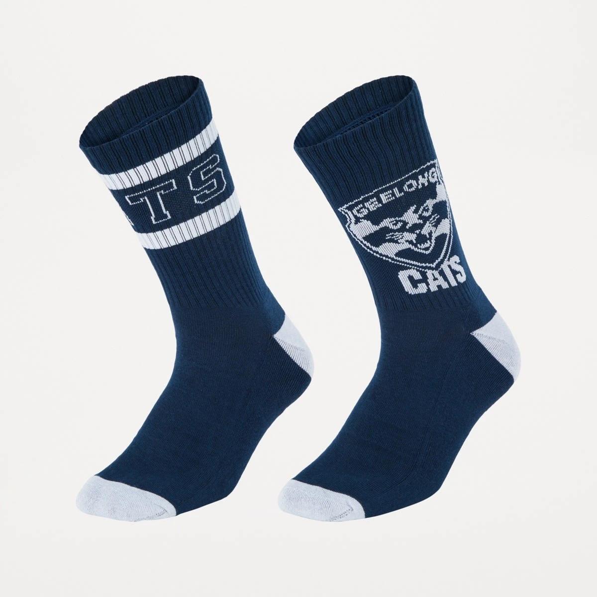 1 2 Pack Official AFL Adult Socks Geelong, 1 of 3