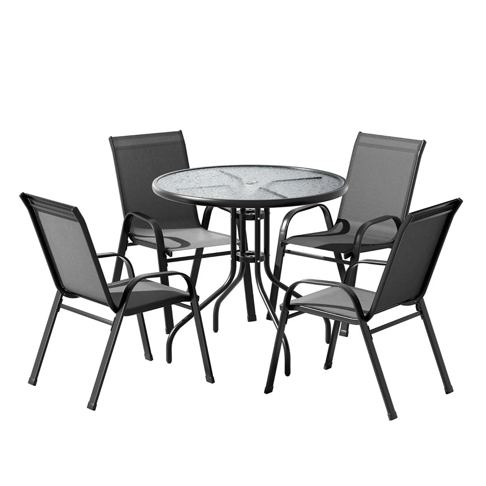 1 Gardeon Outdoor Dining Set Table and Chairs Patio Garden Furniture Bistro Set - Grey, 1 of 5