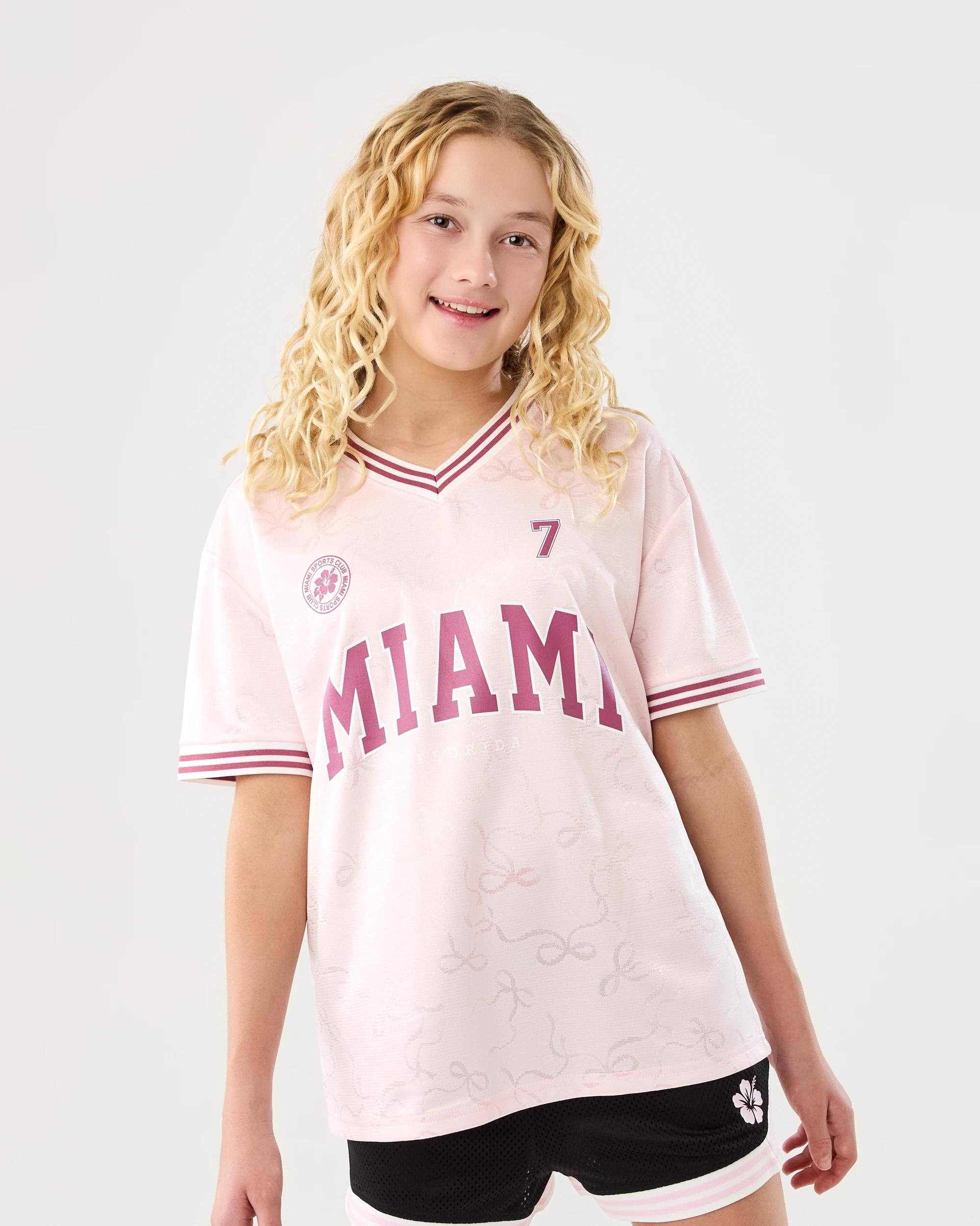 1 Mesh T-shirt Pink Text, 1 of 8