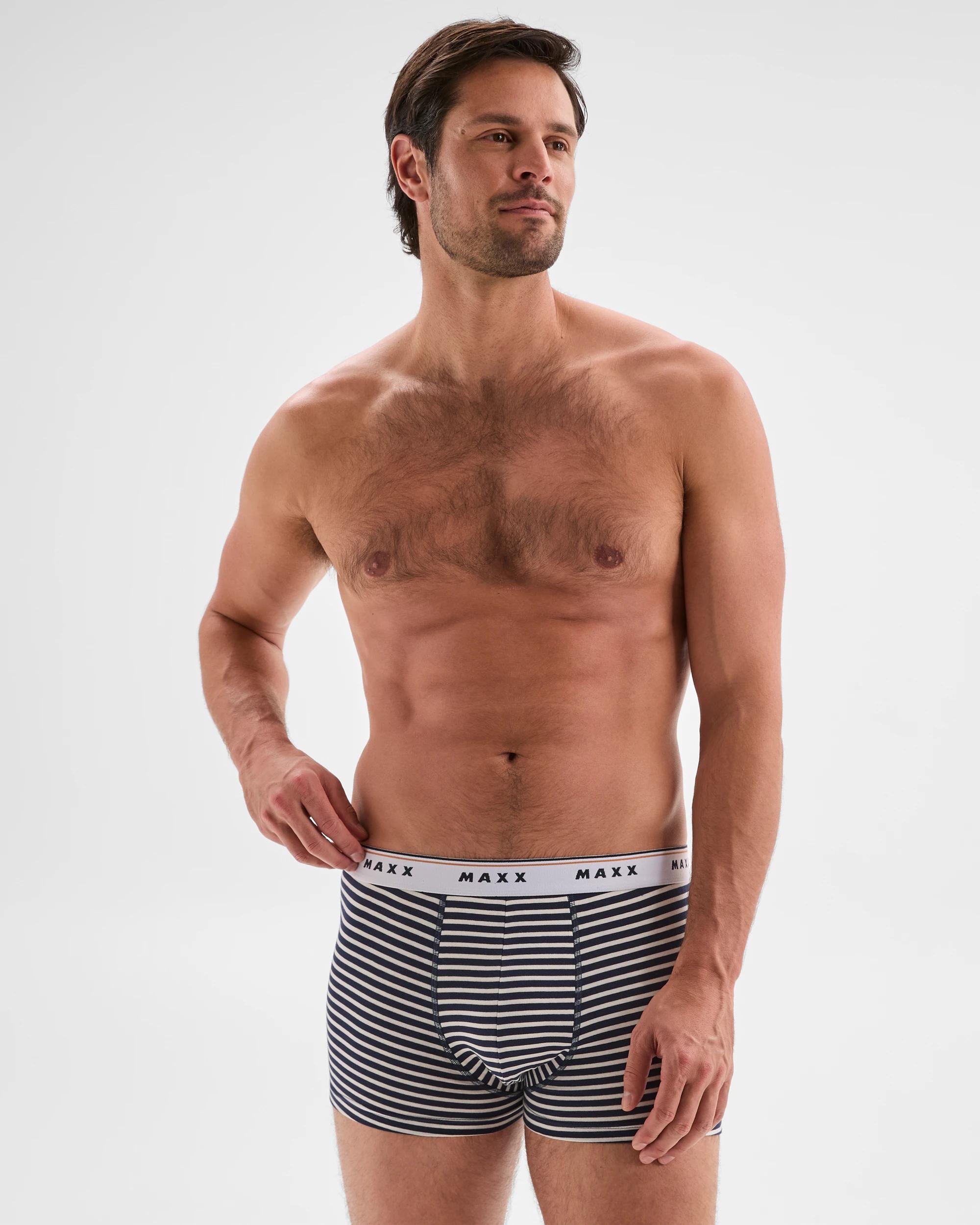 2 Mens Australian Cotton Blend Hipster Trunk 3 Pack - Maxx MULTI STRIPE/BISCUIT/NAVY BLUE, 2 of 4