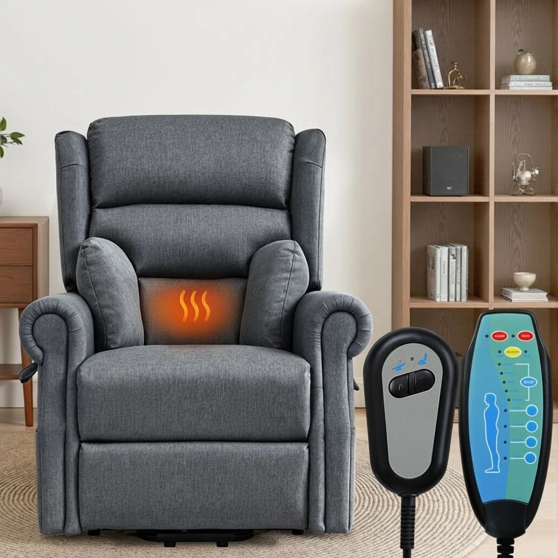 3 Artiss Electric Recliner Chair Power Lift Massage Heated Recliner Sofa - Grey, 3 of 7