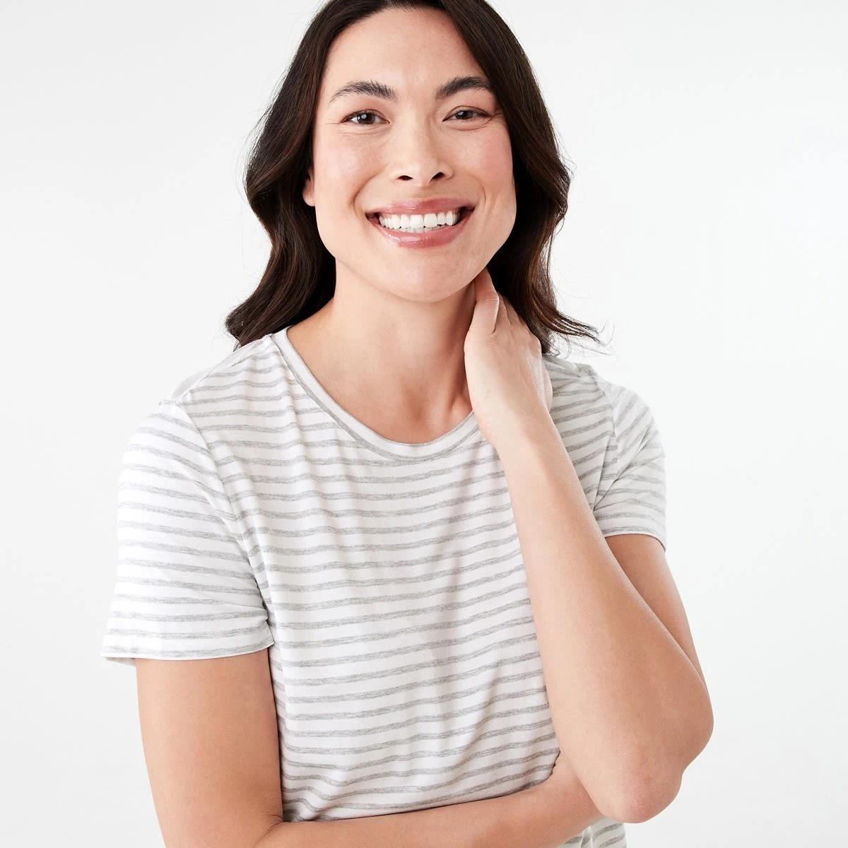 4 Viscose T-shirt MARLE STRIPE SILVER MARLE, 4 of 6