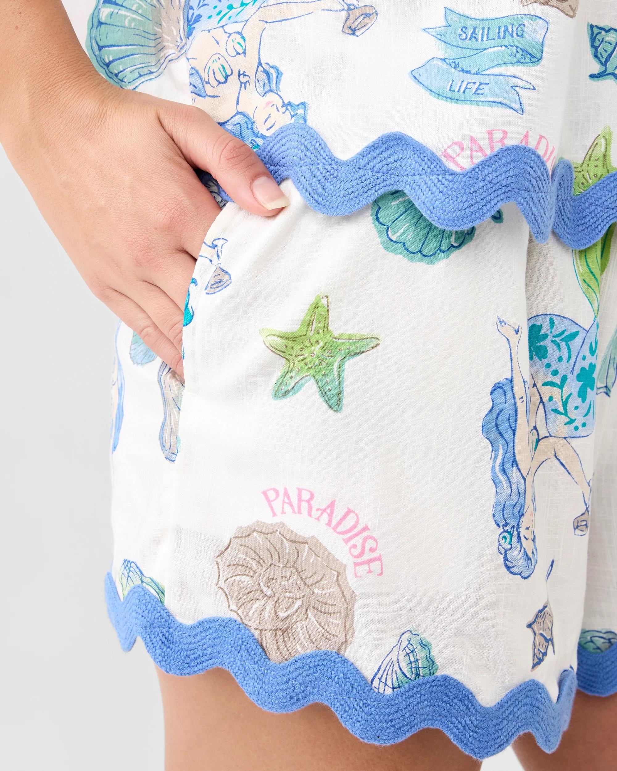 8 Short Sleeve Cotton Rick Rack Pyjama Set Under Sea, 8 of 9