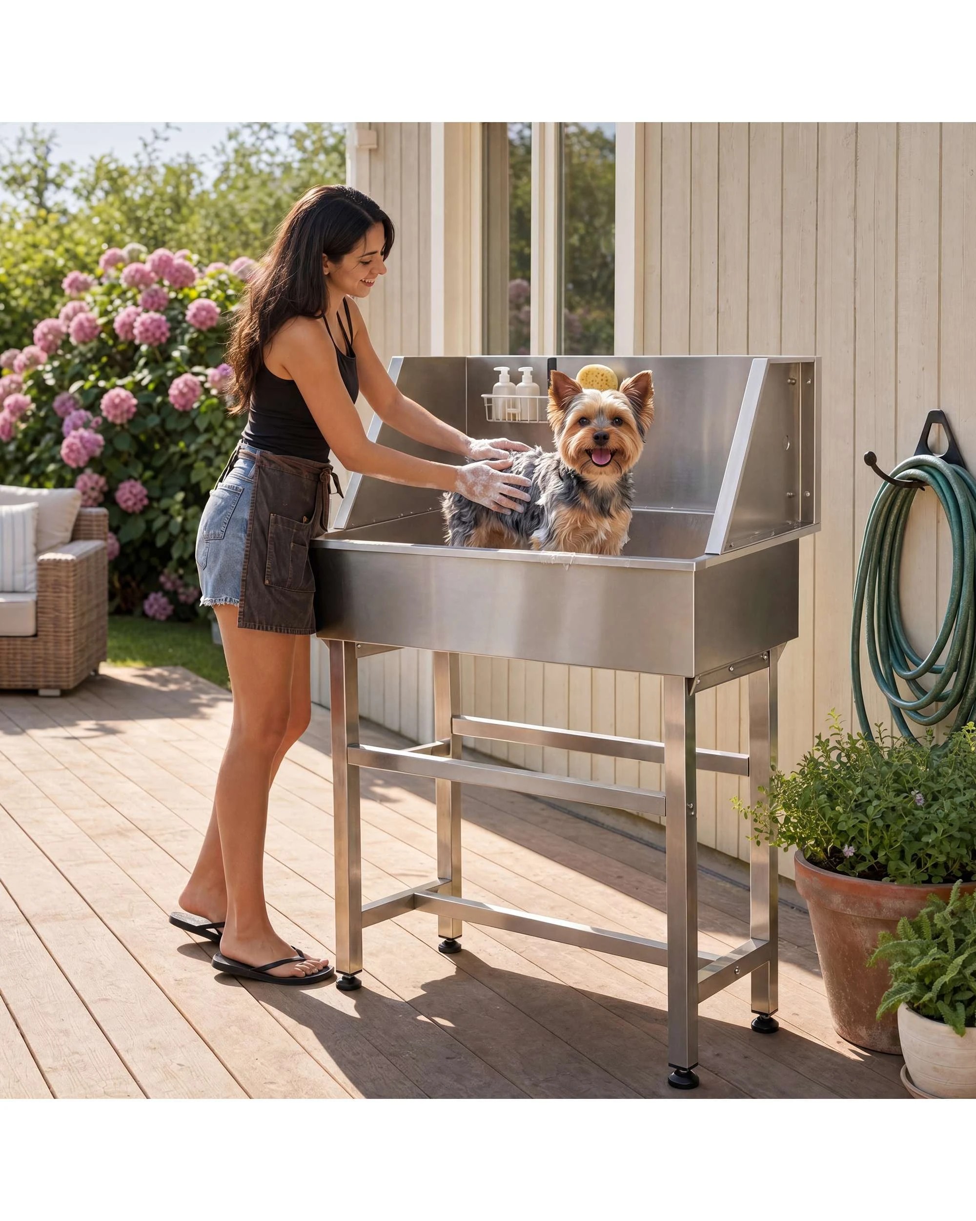 4 Advwin Pet Bathtub Stainless Steel Dog Washing Station Pet Grooming Tub 34" Bathtub, 4 of 9