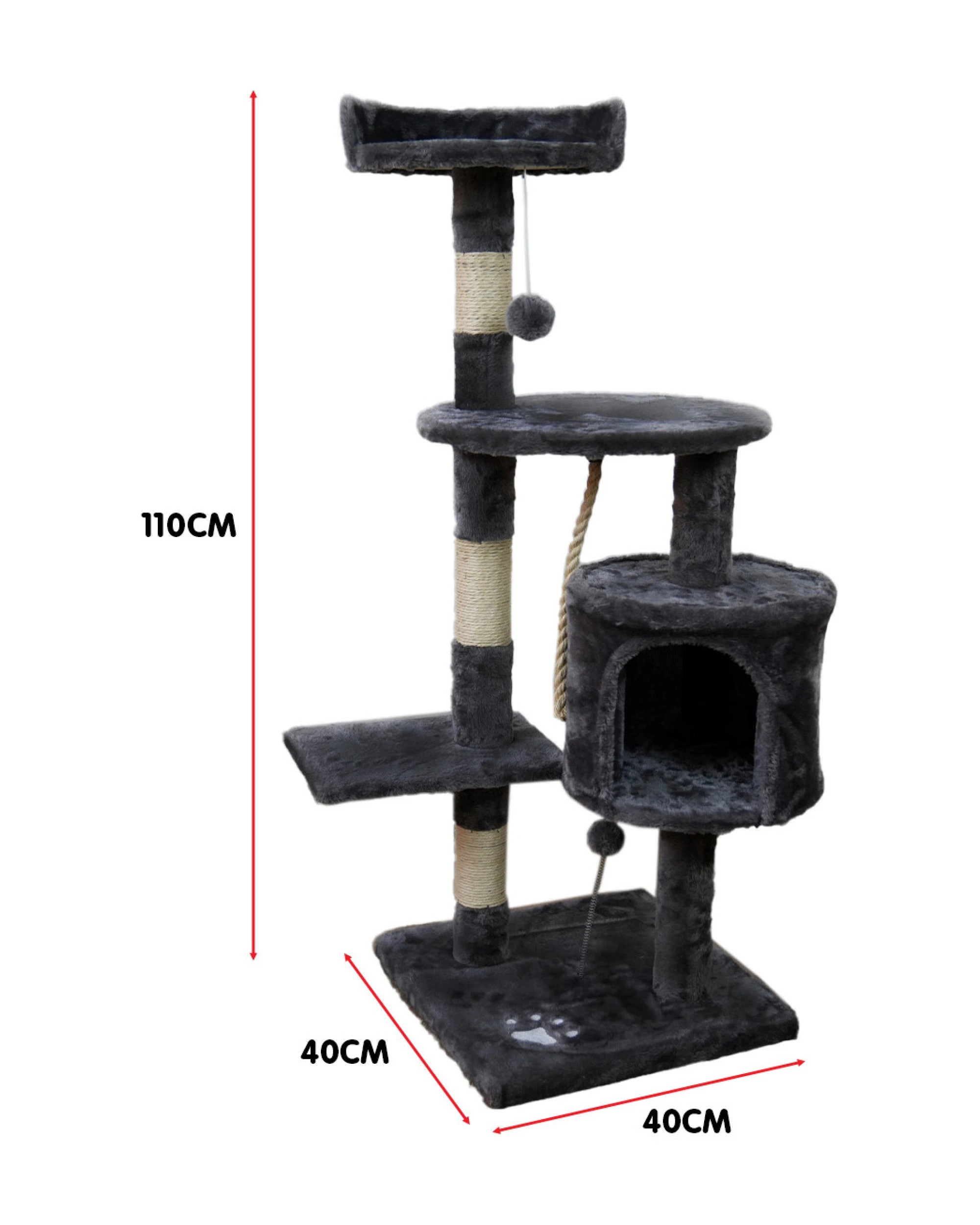 4 Furtastic 110cm Cat Tree Scratching Post - Dark Grey, 4 of 6
