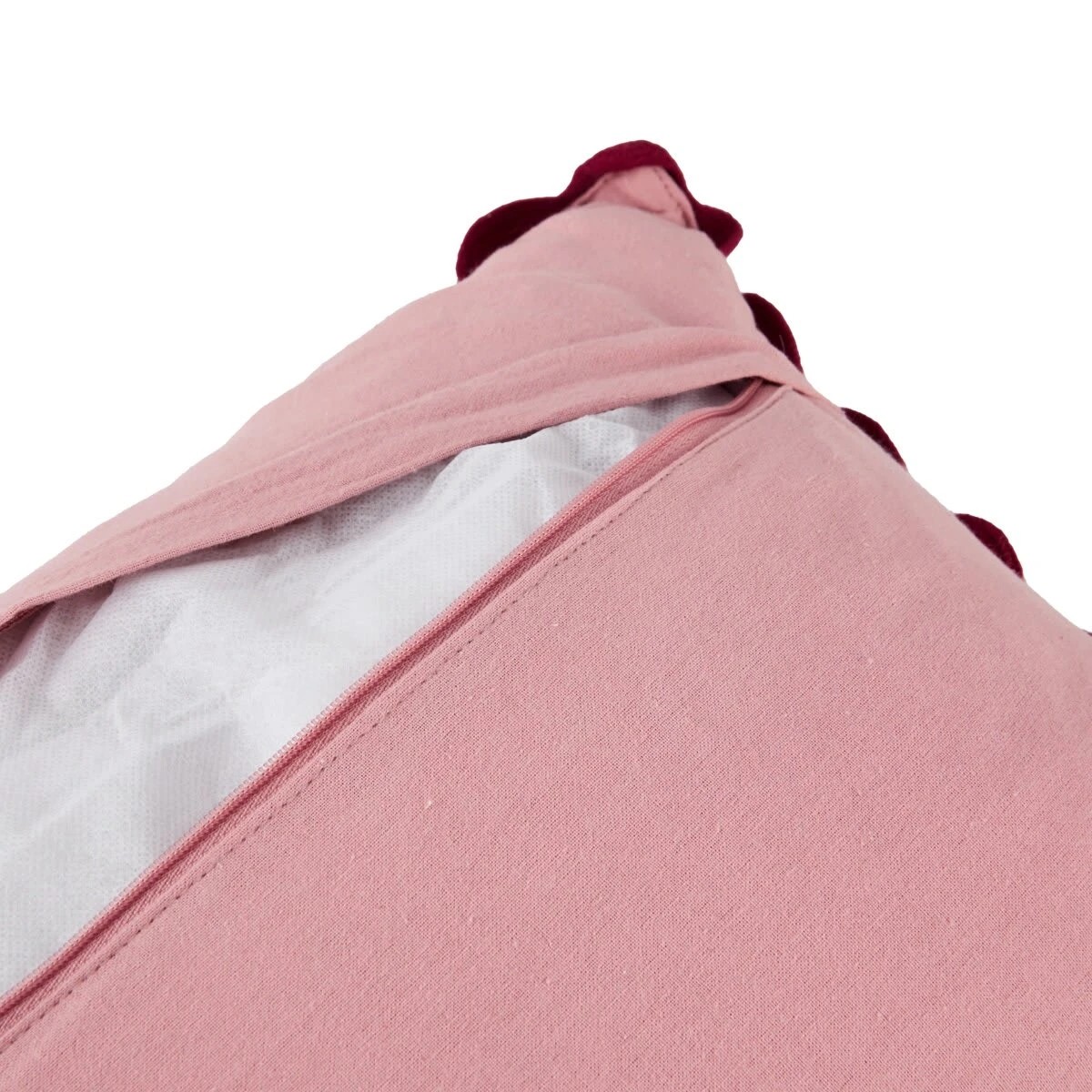 4 Stripe Ric Rac Cushion - Red and Pink, 4 of 4