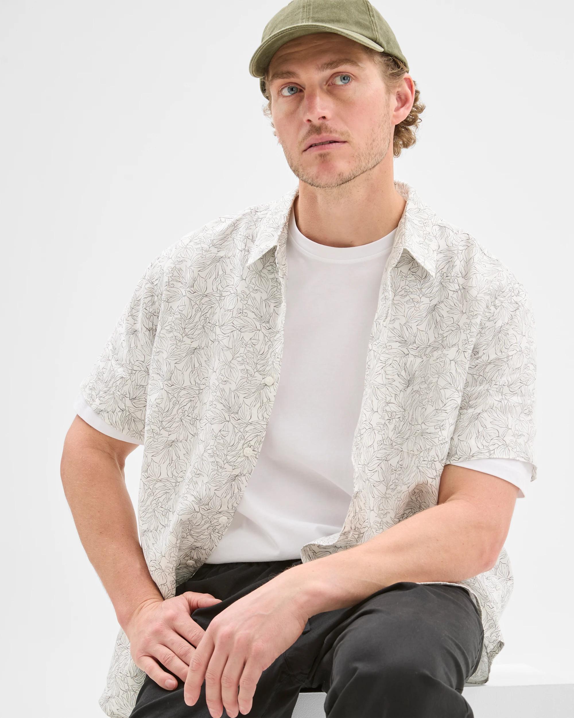 1 Target European Linen Floral Print Shirt WHITE, 1 of 7