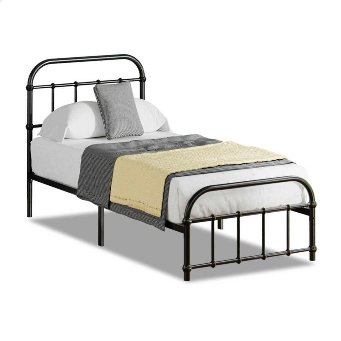 1 Alfordson Metal Bed Frame Single Size Mattress Base Industrial Platform - Black, 1 of 10