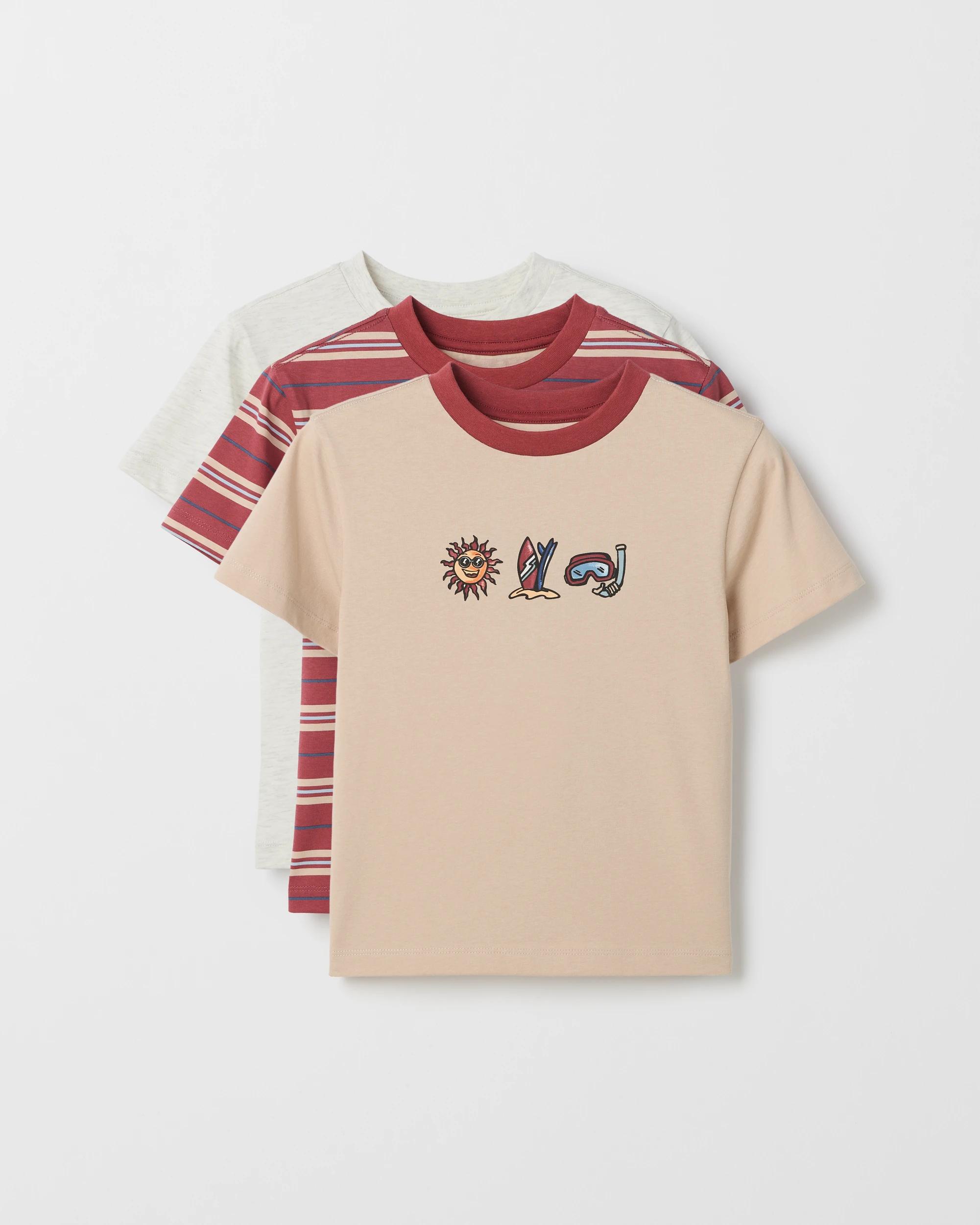 1 Target Kids Australian Cotton Blend 3 Pack T-Shirt MOCHA, 1 of 5