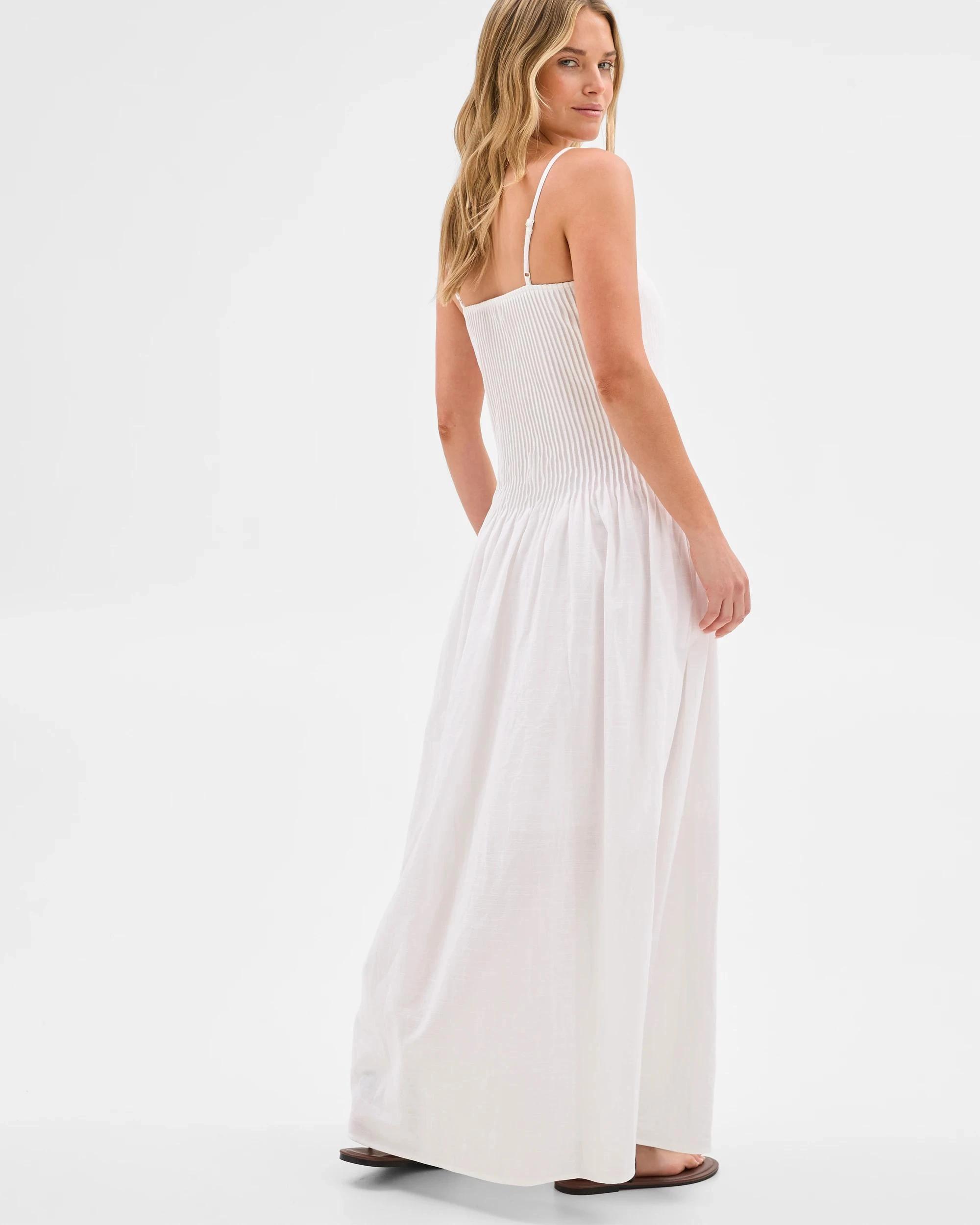 6 Lily Loves Australian Cotton Woven Pintuck Maxi Dress WHITE, 6 of 7